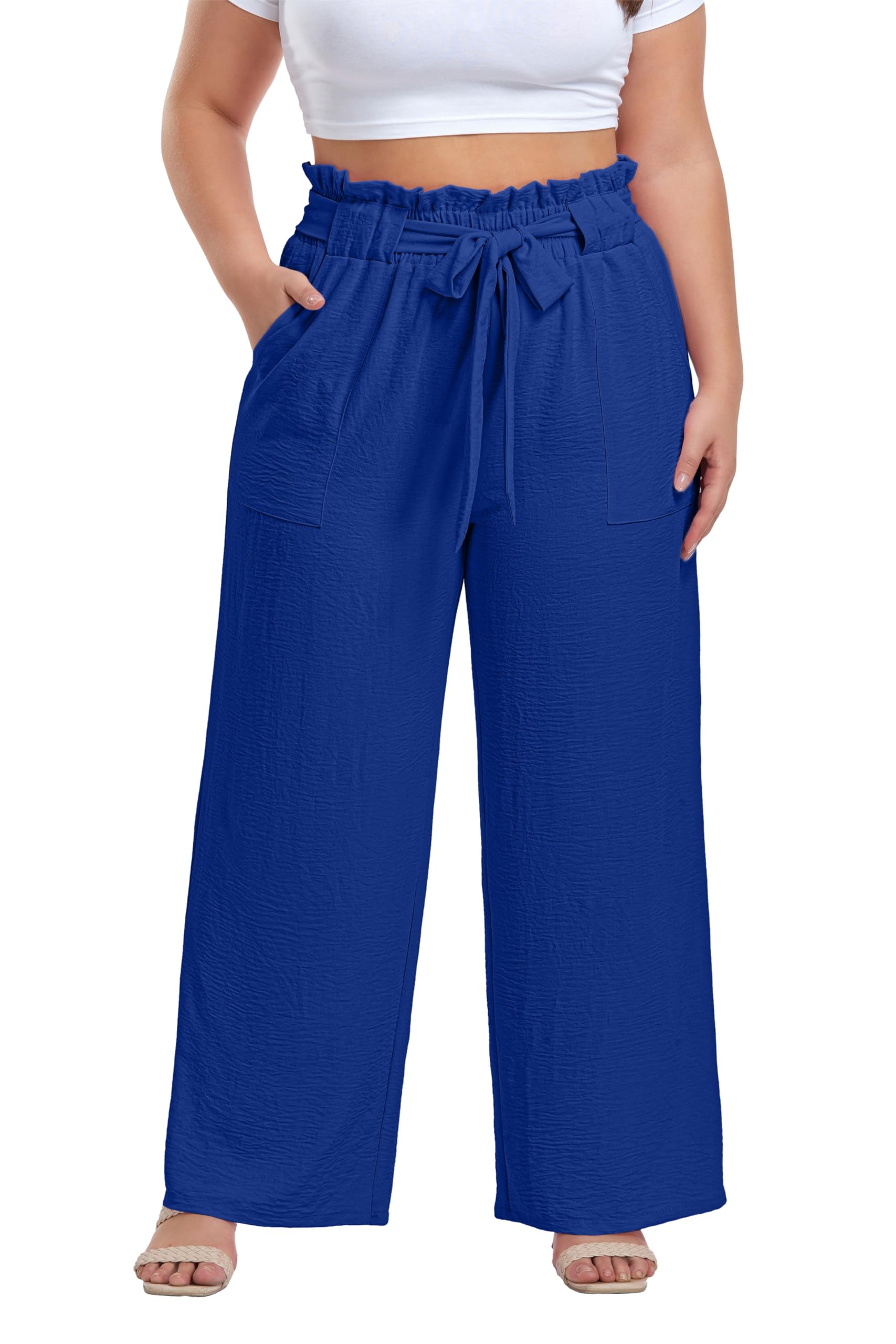 OLRIK Plus Size Pants for Women High Waisted Wide Leg Casual Palazzo Pants