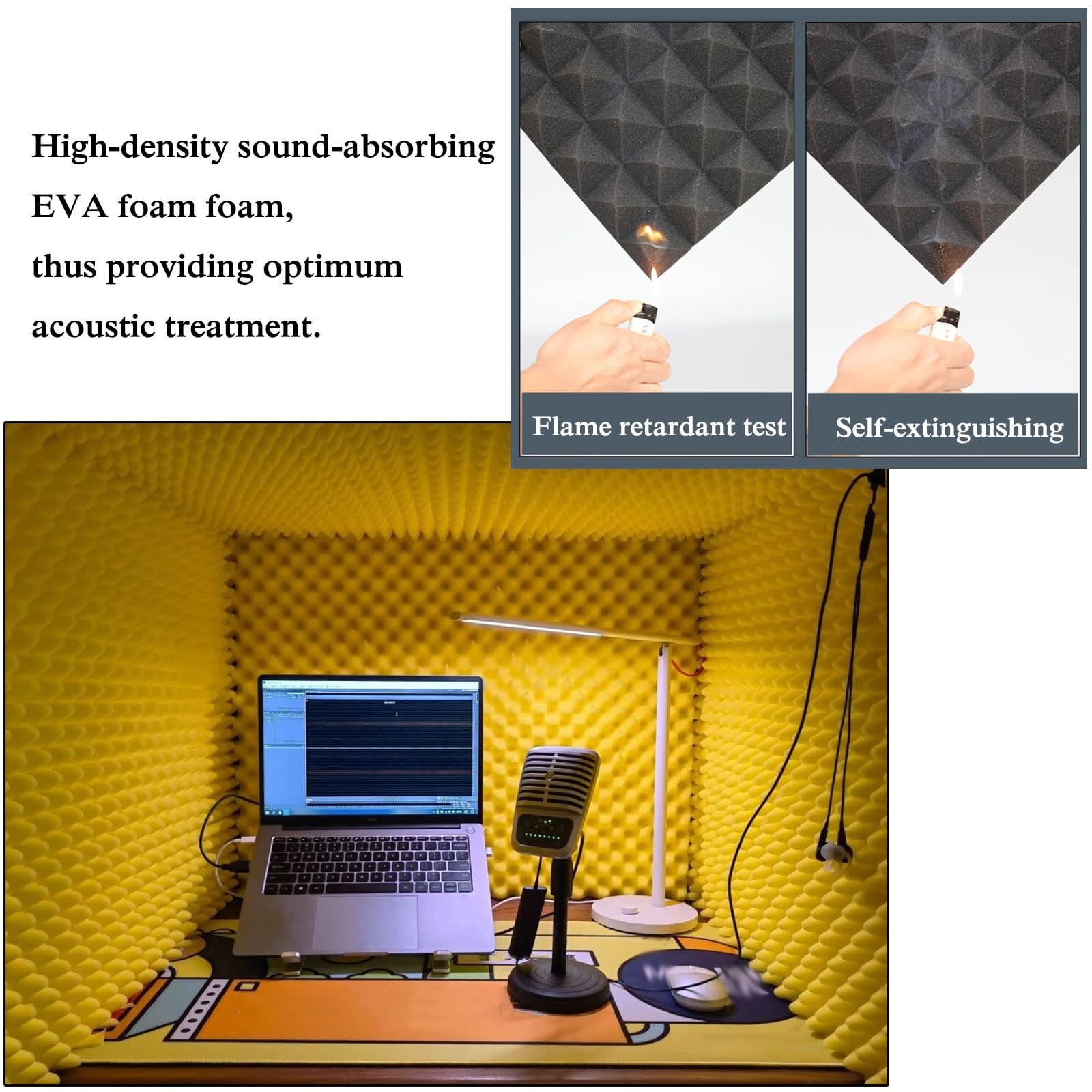 Home Studio Booth, Portable Recording Booth, Desktop Soundproof Cover, Decreasing Noise, Vocal Absorbing Shield, for Microphone Recording Equipment Podcasts Singing Gaming and Broadcasting