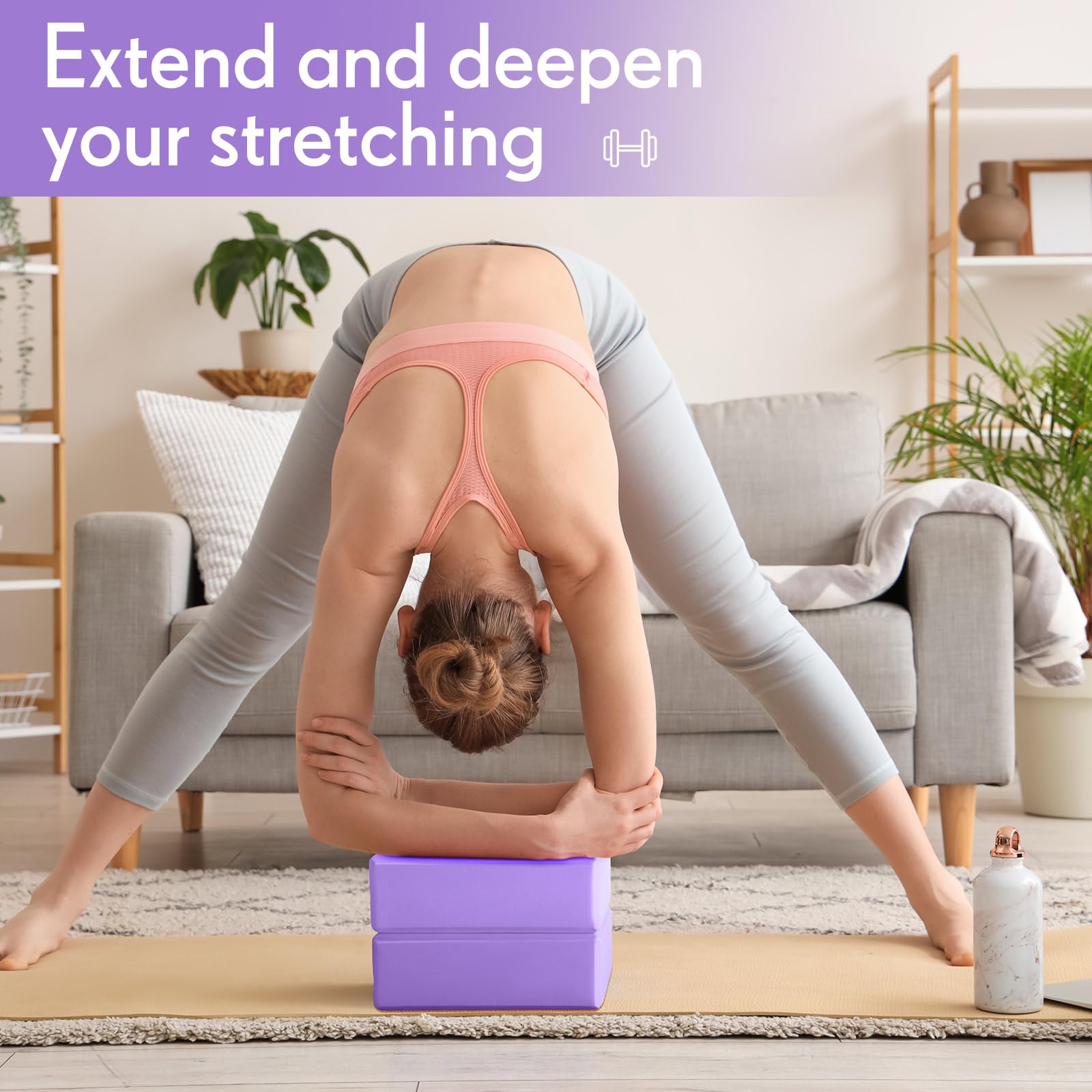RoundFunny Yoga-Blöcke, rutschfest, Pilates-Ziegel, Schaumstoffblöcke, Pilates, Tanzen, Gymnastik, Workout, Fitness, Requisiten, Werkzeug für Dehnung, Meditation und Training, 4 Stück