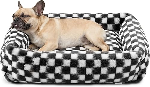 Miniatura 37 de JOEJOY Linda cama para perros de tamaño mediano, camas rectangulares suaves y peludas para perros grandes y medianos, cama ortopédica lavable para