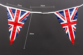 SHATCHI 20m/65ft Long Union Jack Bunting Banner with 50 Triangle Flags Sports Royal Events Street Party Decorations Pub BBQ Great Britain Support