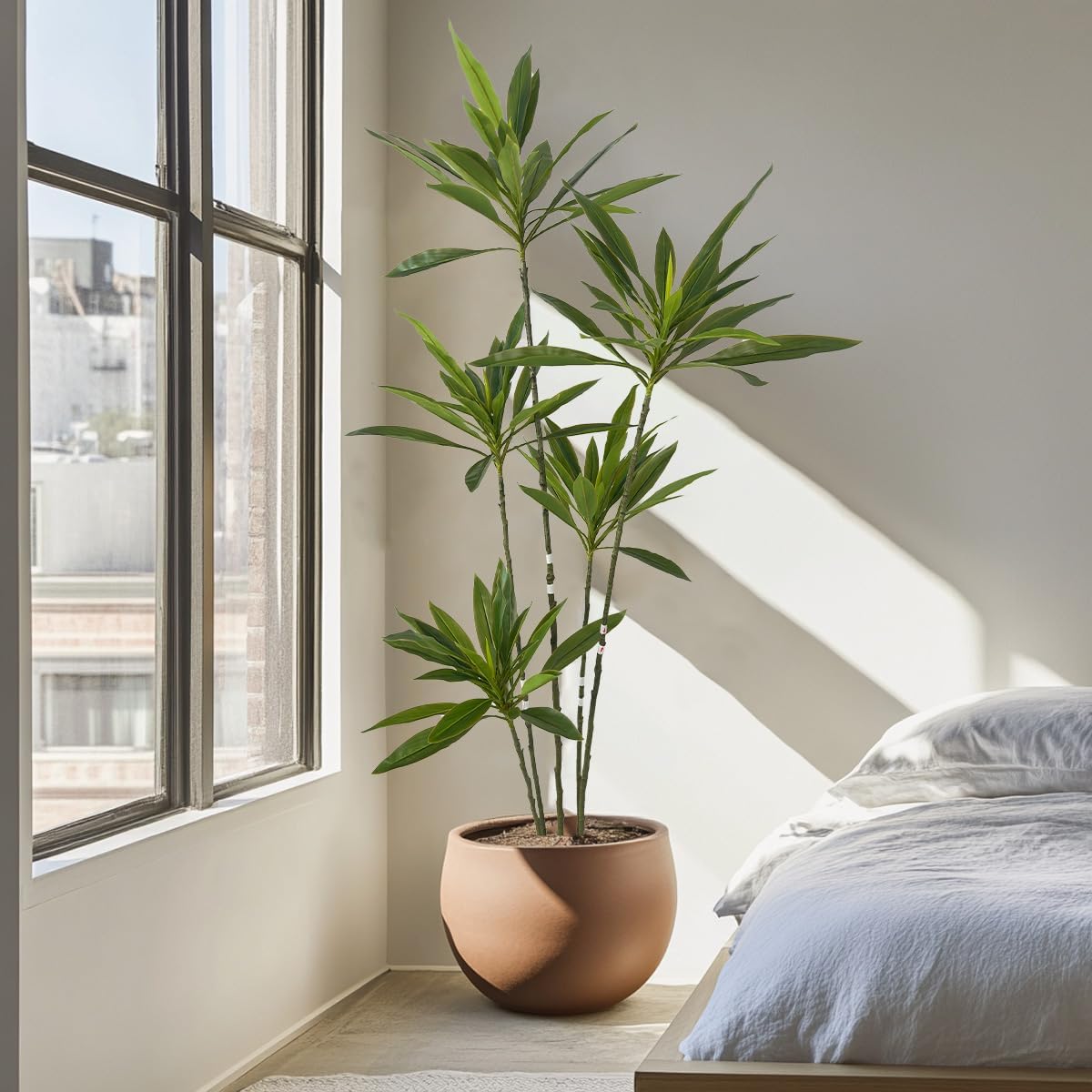 Artificial Cordyline Plant, 6 Ft Tall Green Leaves, 5 Stems with Pot, Indoor Decorative Tree(Green) - Image 6