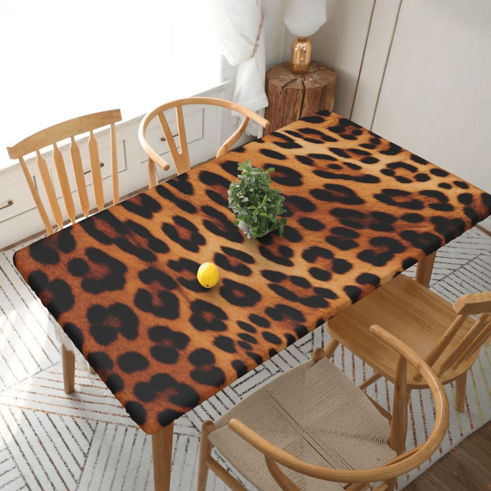 WPKJU Leopard Print Printed Tablecloths 5ft Rectangular Table Covers Washable Polyester Decorative Table Cloth for Dining Table Picnic Wedding