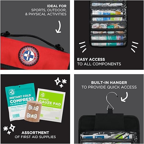 Miniatura 6 de Be Smart Get Prepared Kit de primeros auxilios deportivos de entrenador y equipo de 73 piezas en bolsa enrollable: limpiar, tratar, proteger cortes,