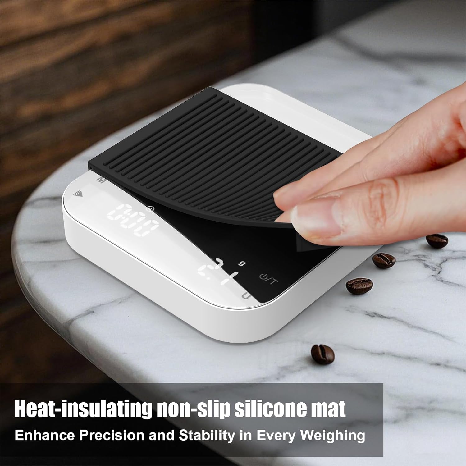 5.9 * 5.1in Coffee Scale with Timer, Diyife 3kg/0.1g High Precision Digital Coffee Scale for Espresso and Pour-Over, Portable, Non-Slip Silicone Mat, Auto-Sleep, White (Type-c Charging Included)