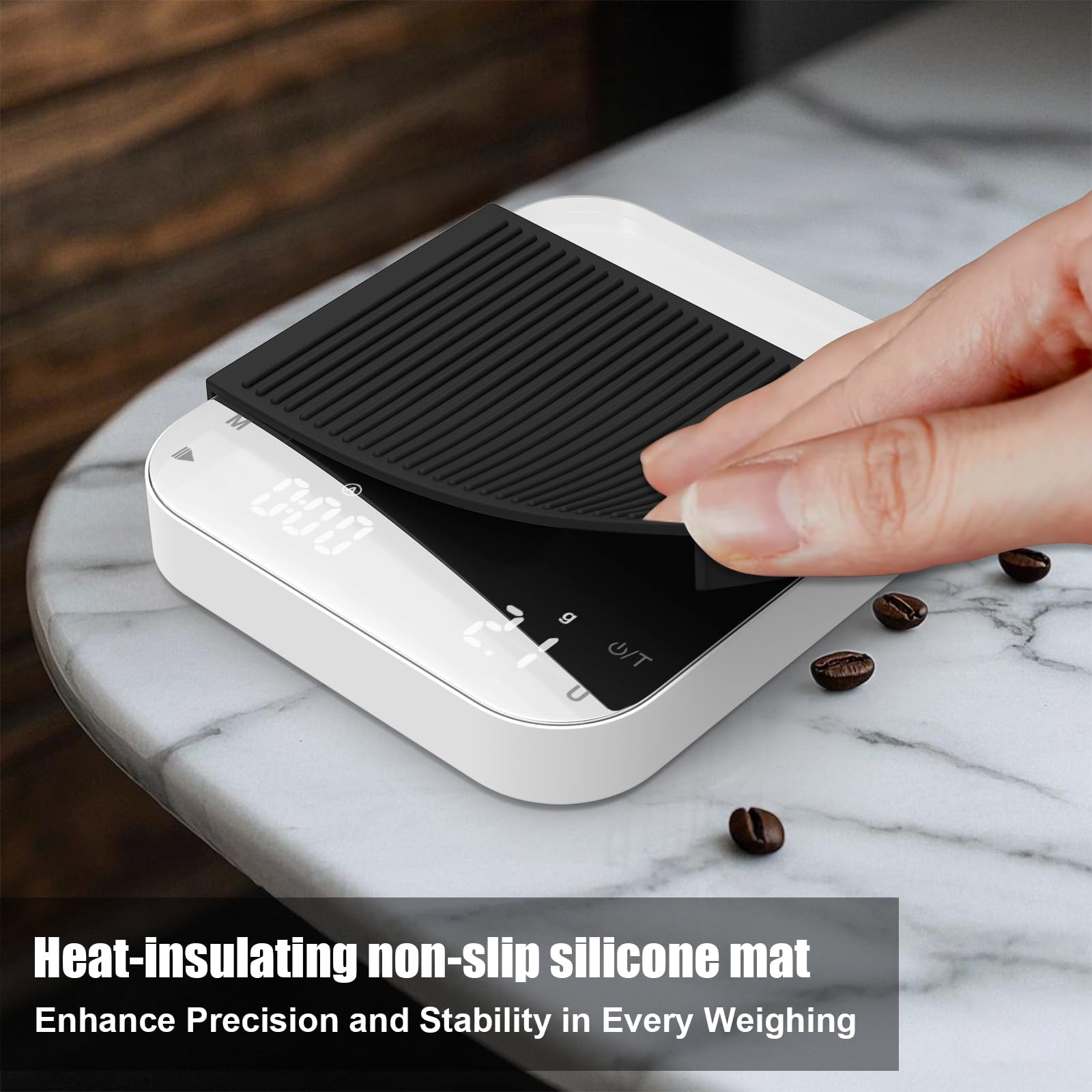 Diyife – Lot de 5 pèse-café numériques de haute précision avec minuterie, 3 kg/0,1 g, portable, tapis en silicone antidérapant, mise en veille automatique, blanc (charge de type C incluse)