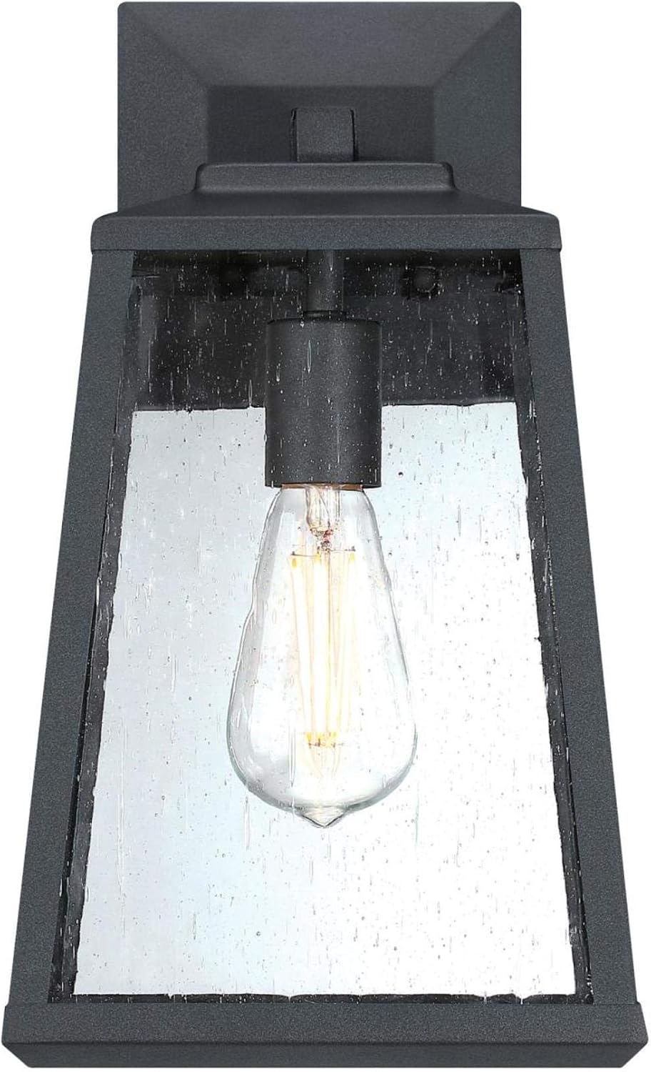 Westinghouse 6114200 Ashdale Transitional One-Light Outdoor Wall Light, Textured Black Finish, Clear Seeded Glass