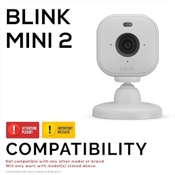 Screwless Corner Mount for Blink Mini 2 Camera, Better Viewing Angles & Reduce Blind Spots, Easy to Install Wall Holder, Adhesive & Screw in, by Brainwavz