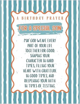 Greeting Card A Birthday Prayer For A Special Son - Religious Christian Happy Birthday Through All The Time of Life May You Continue To Grow Into The Faithful Man God Has Called You To Be
