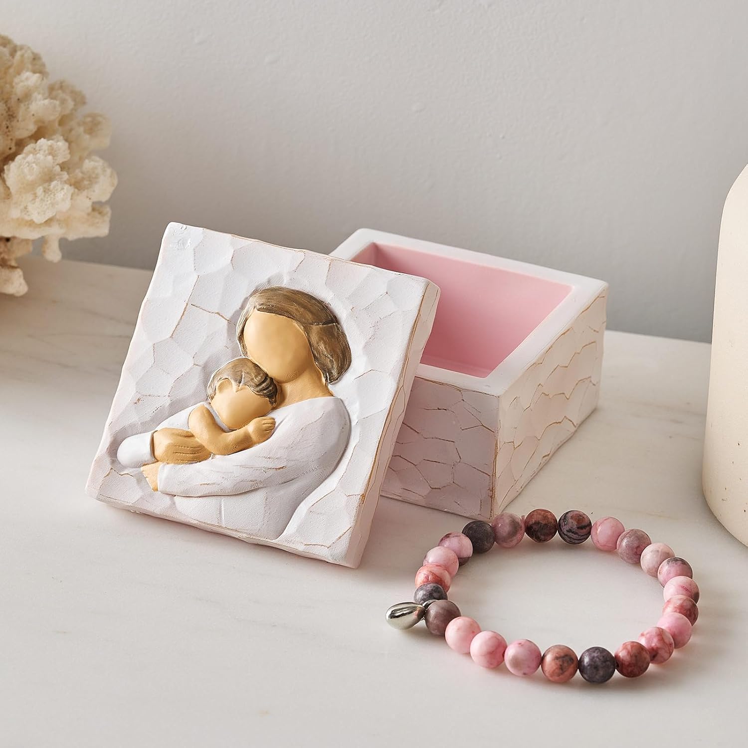 Mother Daughter Figurine Birthday Mothers Day Christmas Valentines Day Gifts for Mom from Daughter 7.8"Resin Hand Painted Sculpture Statue Home Decor Girl Mom Gifts(Keepsake Plus Bracelet for Free)