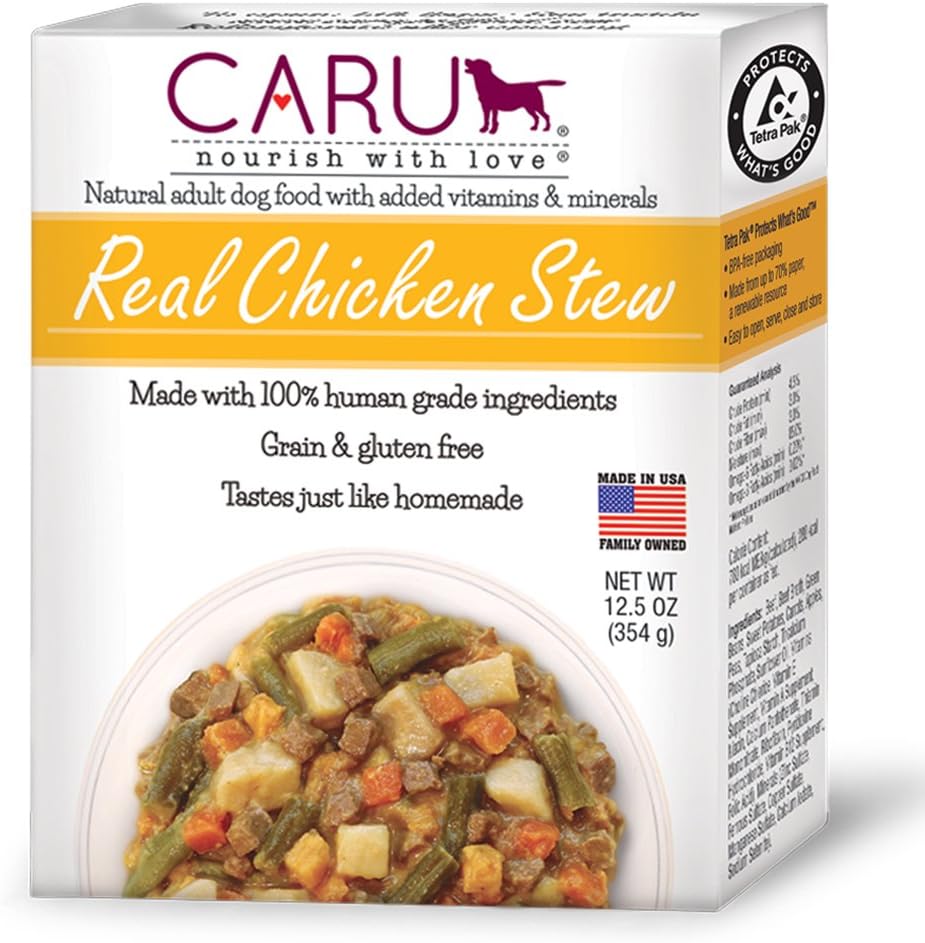 Caru - Real Chicken Stew For Dogs, Natural Adult Wet Dog Food With Added Vitamins And Minerals, Free From Grain, Wheat And Gluten (12.5 Oz)