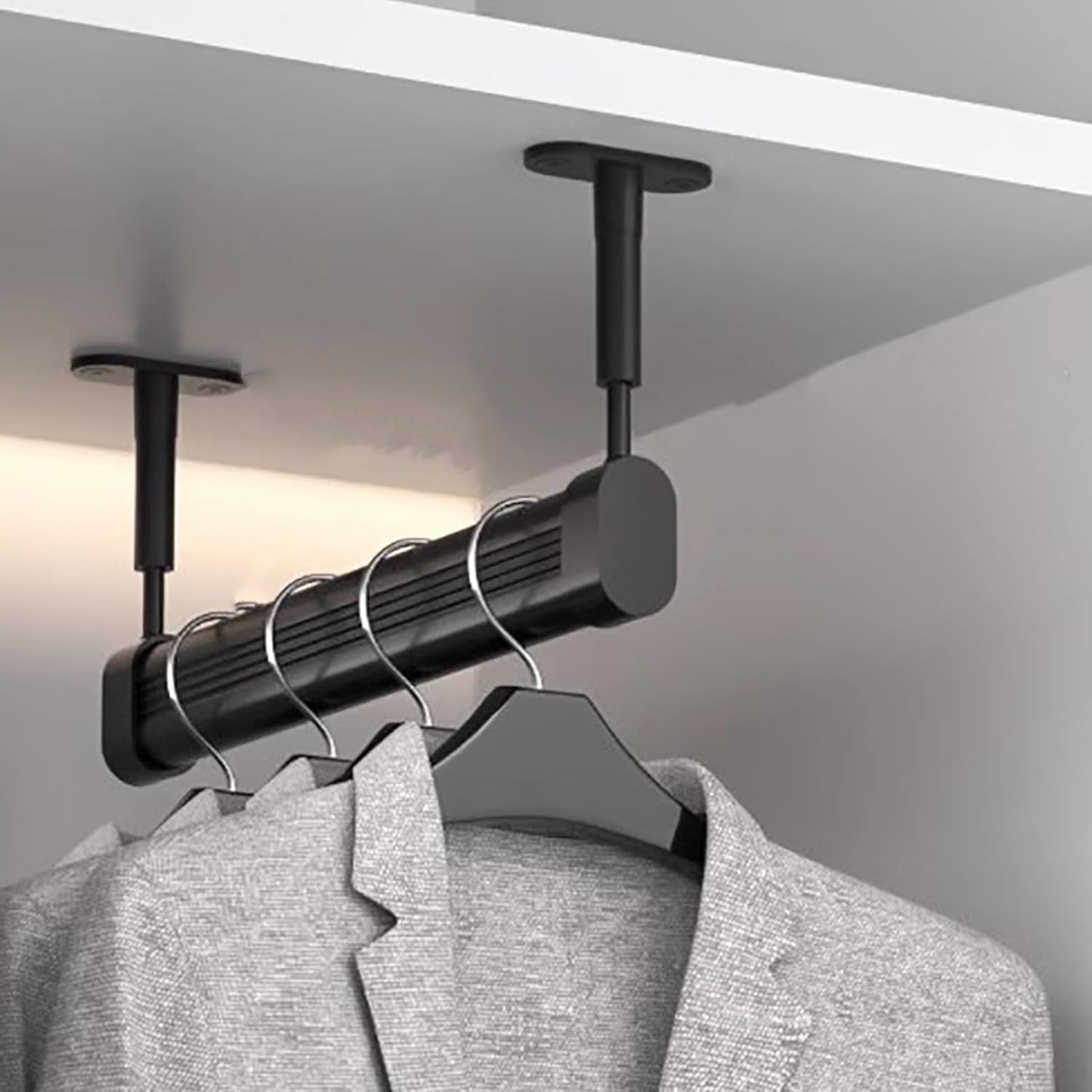 L & U Shaped Closet Rods for Hanging Clothes, Adjustable Wardrobe Rod Rail Socket End Support Bracket, Garment Organizer Hanger for Cabinet(U-Shape,20cm(7 7/8"))