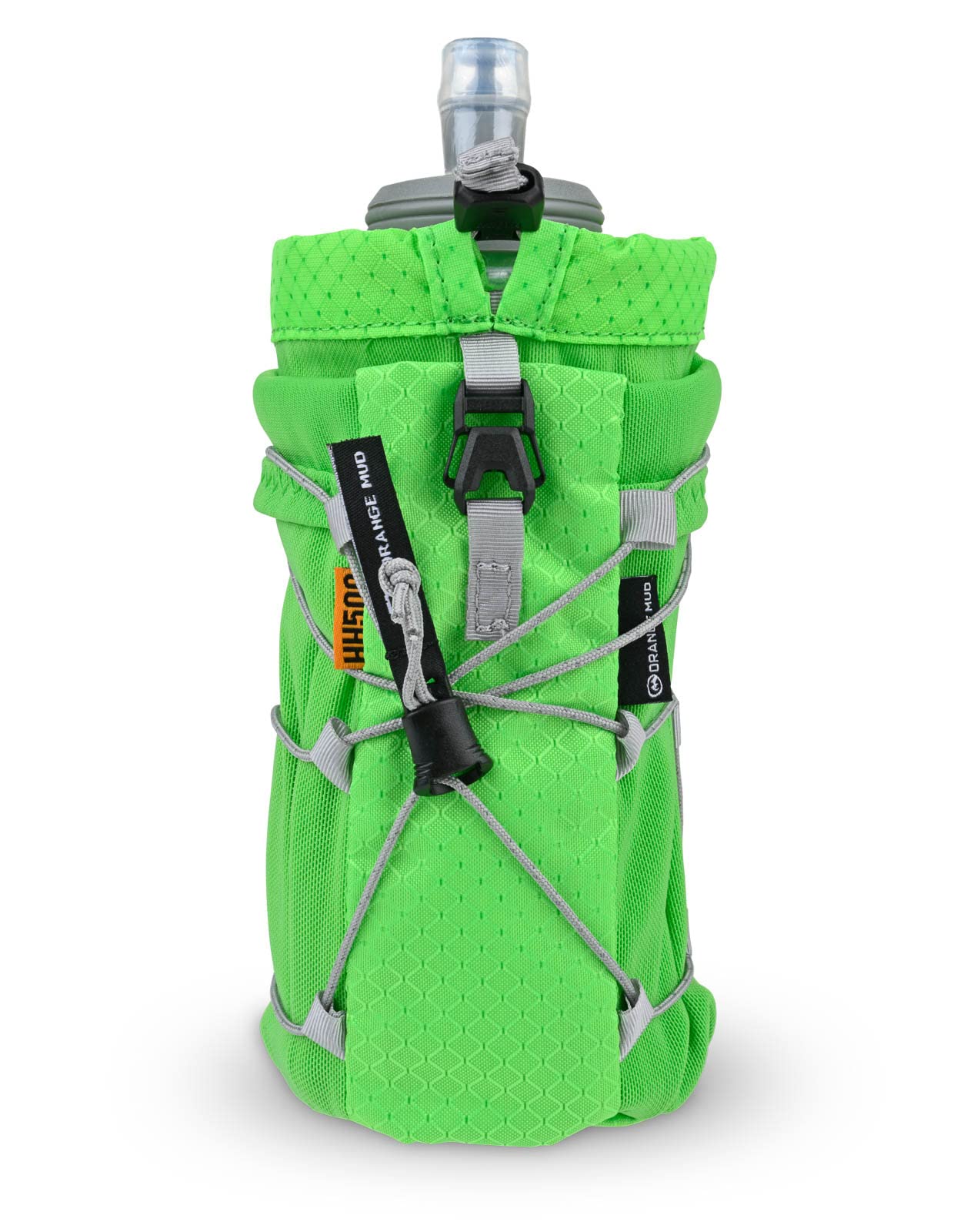 Orange Mud Soft‑Flask 500 ml Handheld Running Flask – No‑Bounce Easy‑Grip Sleeve, Adjustable Closure, Lightweight Nylon for Road & Trail – Lime Green