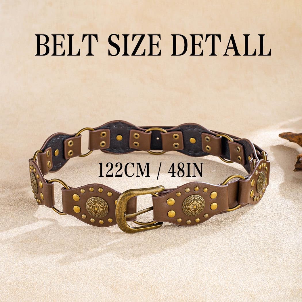 Western Leather Belts Cowgirl Belts for Women Brown Country Belt - Image 6