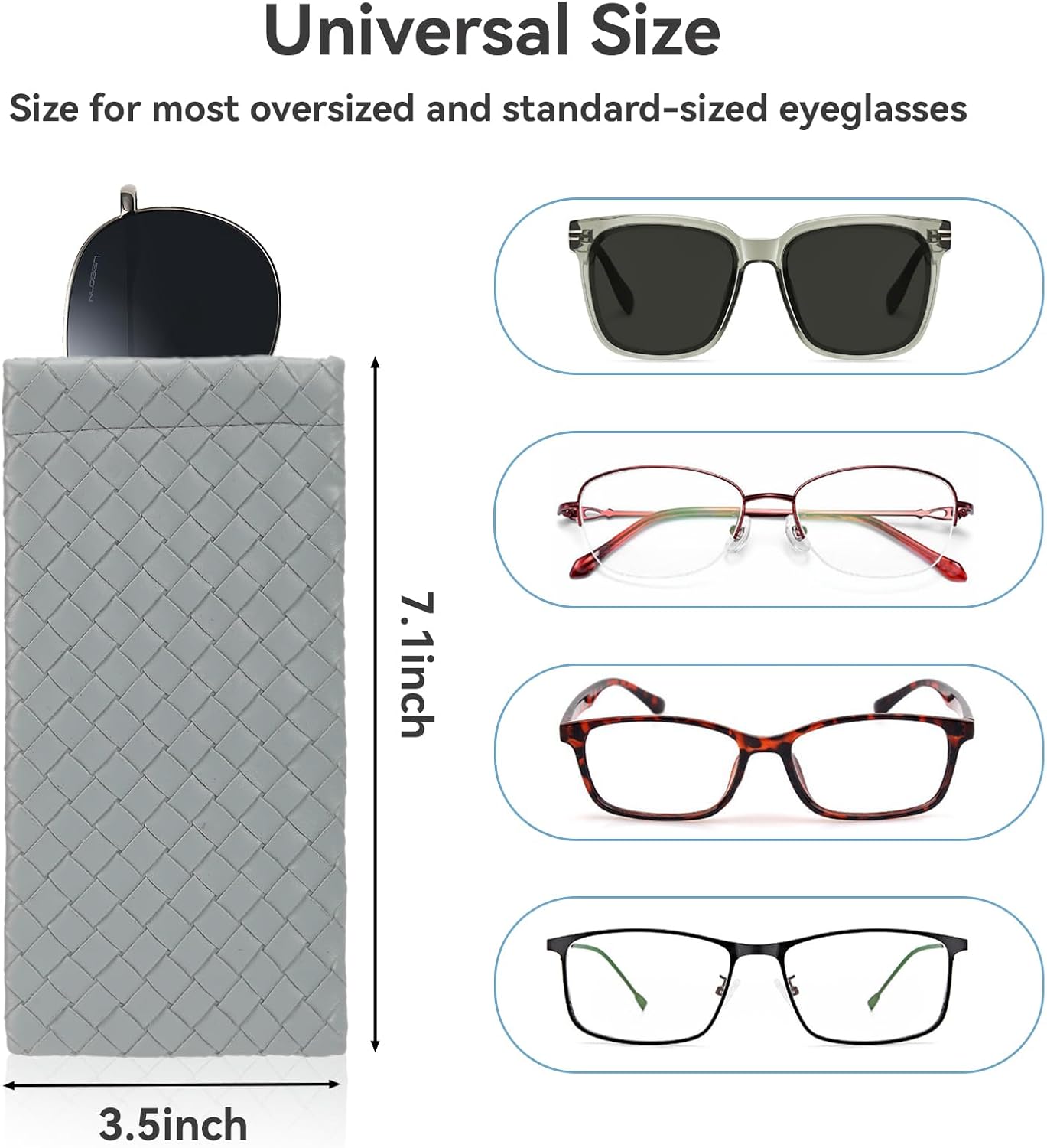 2 PCS Pu Sunglass Organizer Pouch - Soft Squeeze Top Glasses Case Multipurpose Travel Eyeglass Case Bag - Image 5
