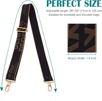 Purse Straps Replacement Bag Strap Adjustable for Crossbody Shoulder Handbags Bag with Gold Buckles