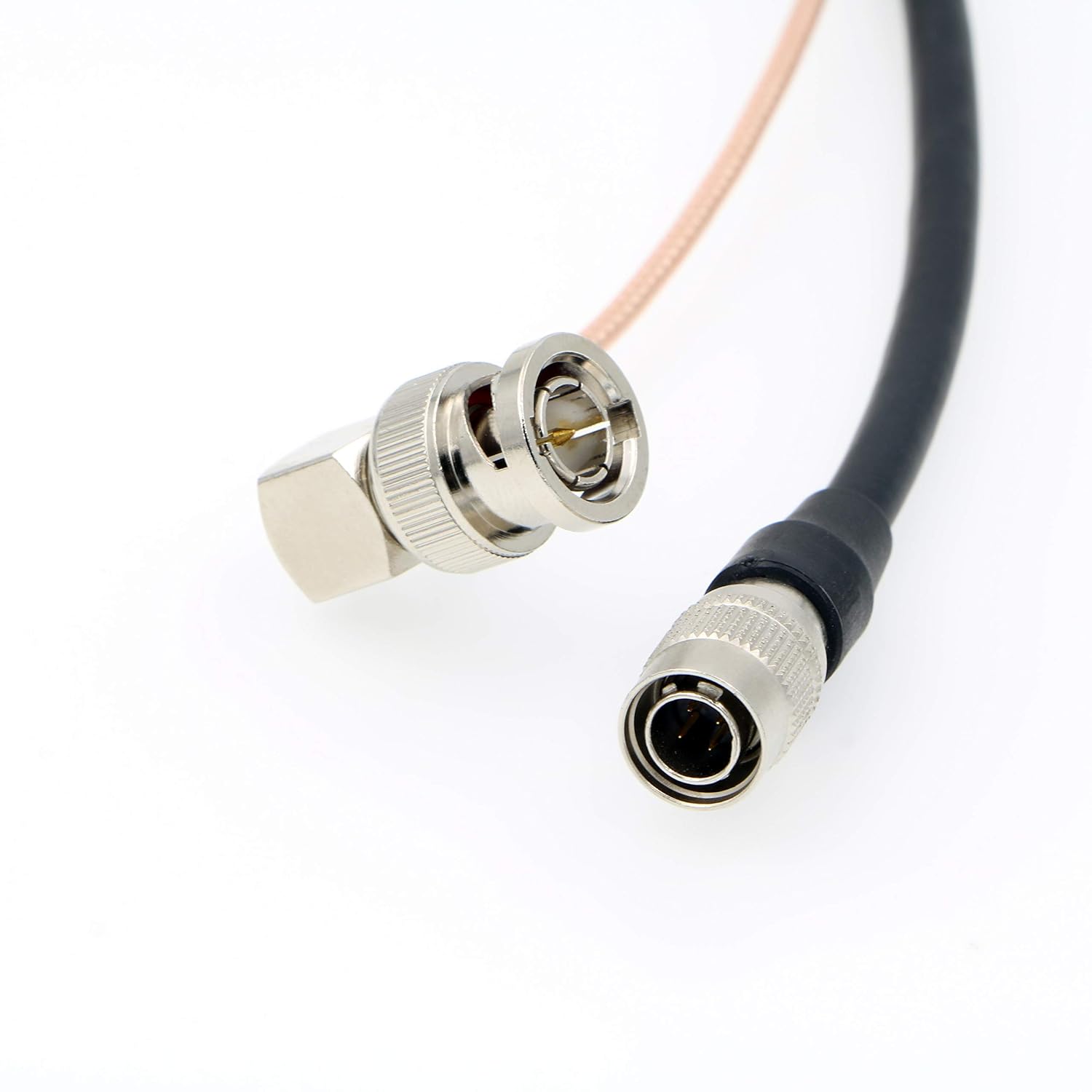 Uonecn Power Cable for Teradek 55 Bond BMCC Camera 2 pin Male Right Angle BNC to Hirose 4 Pin Male Right Angle BNC Cable