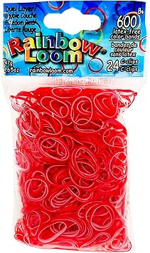 Rainbow Loom Dual Layer Collection Freedom Red Rubber Bands with 24 C-Clips 600 Count
