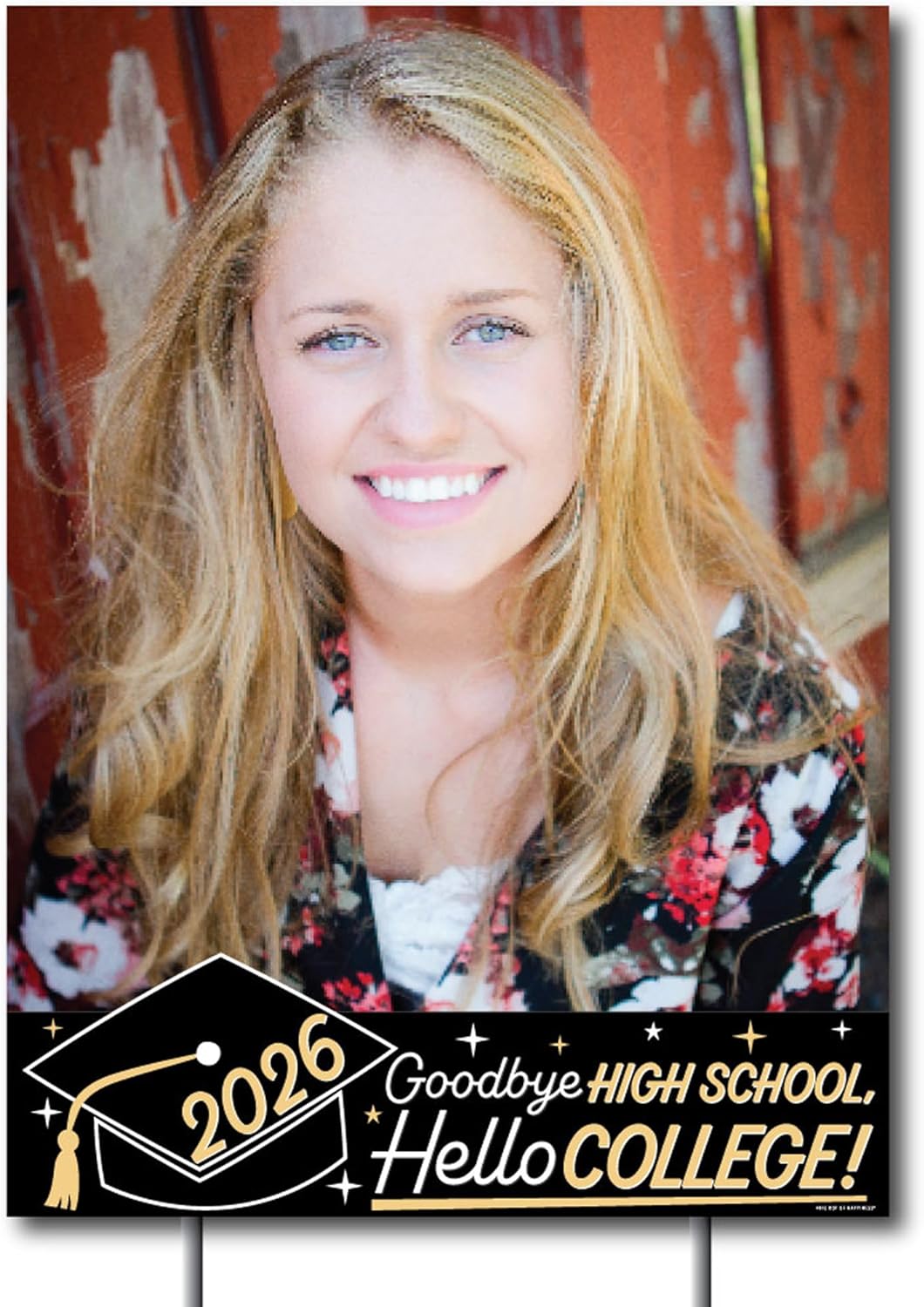 Big Dot of Happiness Custom Photo Graduation Yard Signs, 2026 Graduation Party Decorations, Personalized 2026 Grad Yard Sign, Photo Hello College Yard Sign