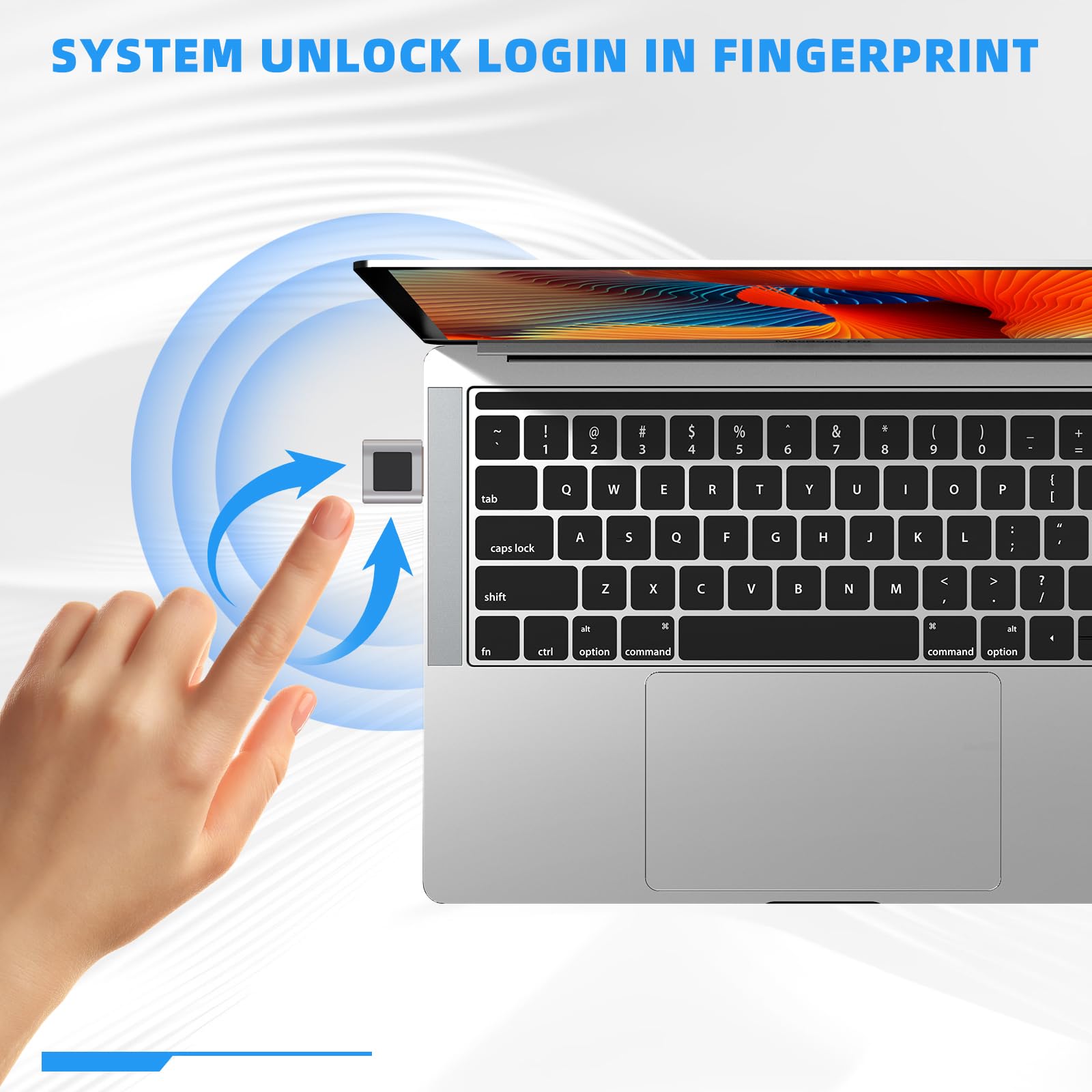 Lettore di impronte digitali USB, scanner biometrico in lega di zinco color argento, con touch a 360 gradi per PC e laptop per Windows 10 11 Hello, Plug and Play per accedere rapidamente