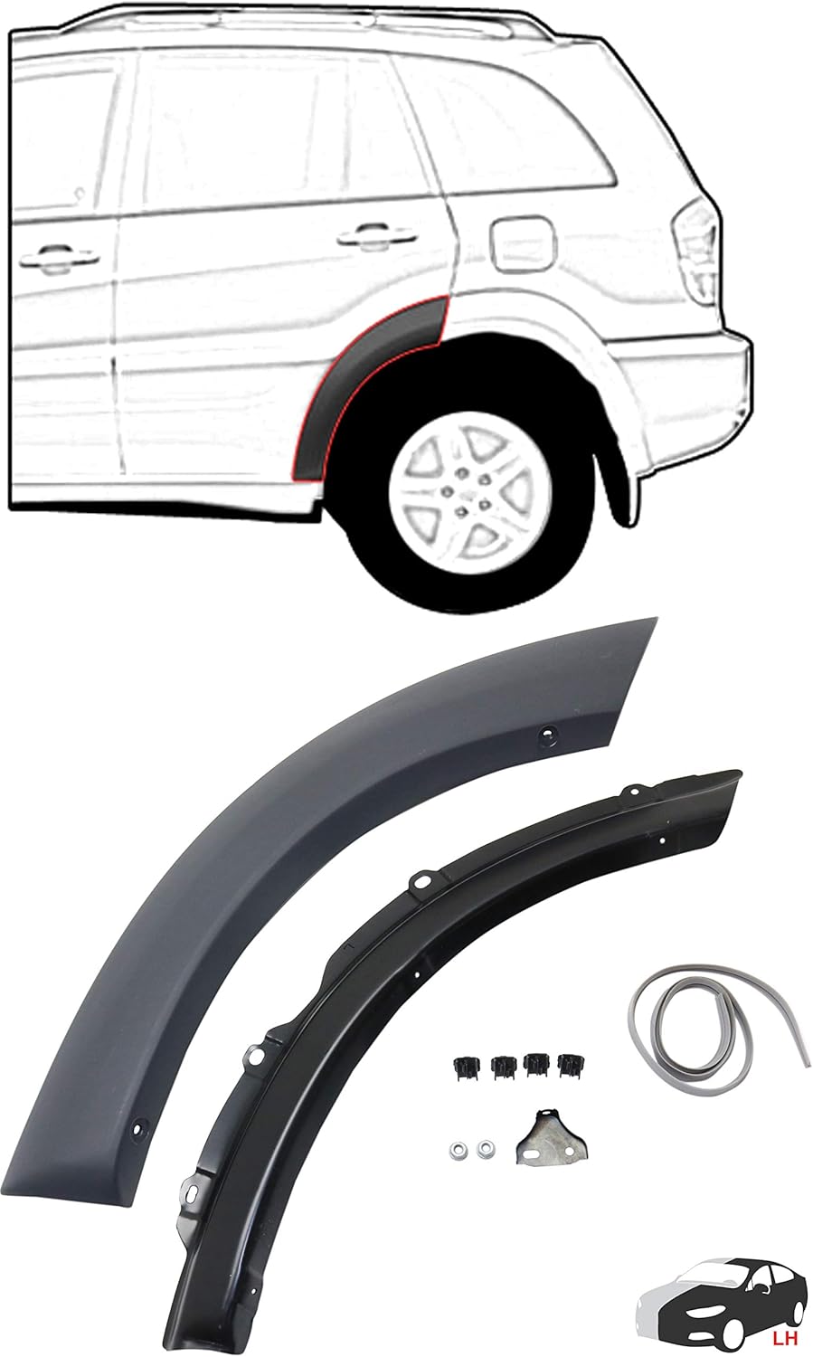 TO1508101 New Rear Fender Trim (Wheel Molding) Left Driver Side Compatible For Rav4 Toyota 2001 2002 2003 2004 2005 | Paint to Match | Front Section | Replaces OE 6168242040C0