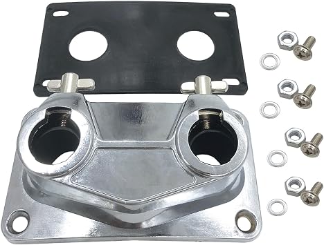Tom Cymbal Holder Clamp Metal Double Hole Drum Connector with Plastic Gasket Mounting Screws, 20mm Diameter Bass Drum Tom Mount Bracket Universal Drum Stand Holder