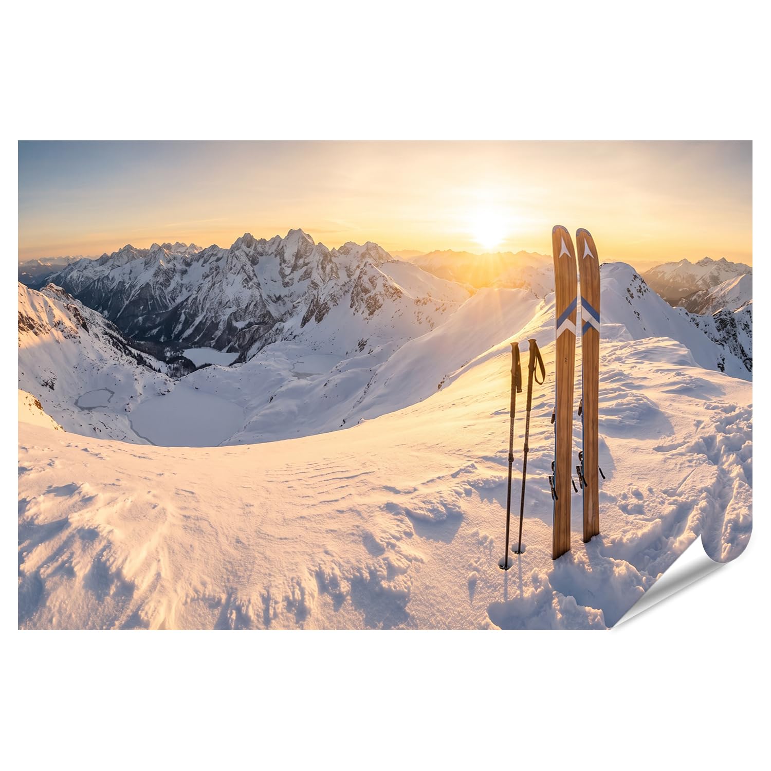 islandburner Póster premium majestuoso paisaje invernal mural sala de estar para esquiadores - gran formato
