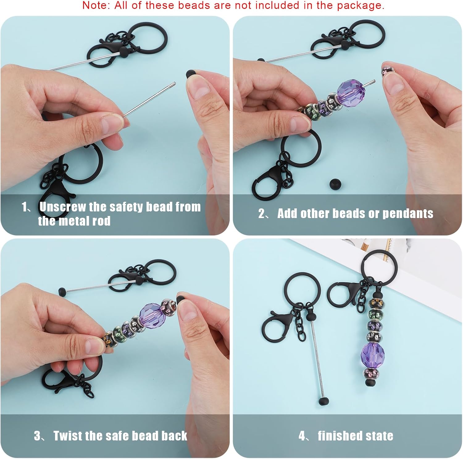 tinysiry 6 stuks DIY kralen sleutelhanger, Beadable Sleutelhanger Bars Beadable Blanks voor DIY Andere Ambachten Sieraden Maken, Sleutelhanger Maken Sleutelhanger Ringen voor Sleutelhanger Projecten