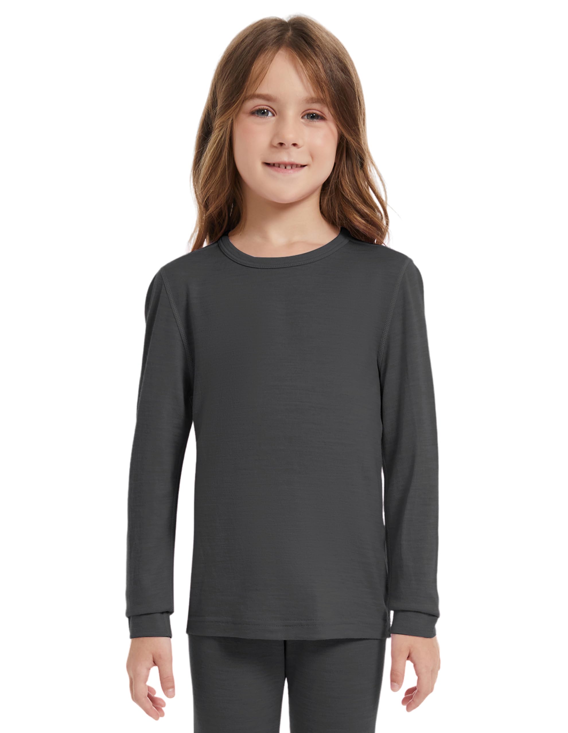 Camiseta térmica infantil unisex, 100% lana merino, camiseta de manga larga para niños y niñas, ropa interior de esquí de invierno, suave y cálida