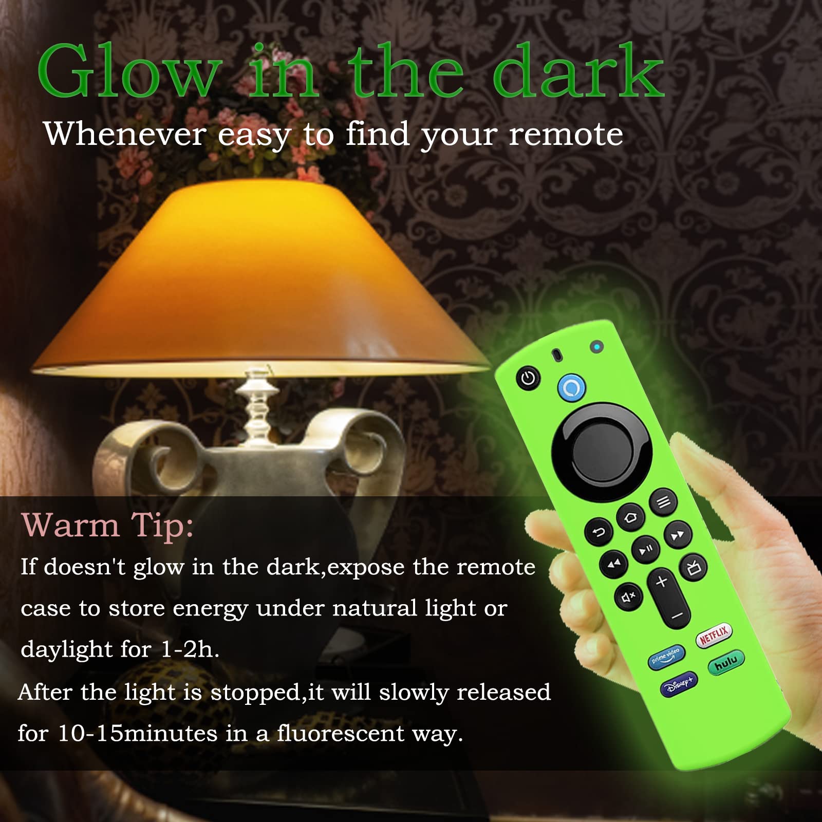 Funda protectora de silicona para Firtvstick 4K Max (3ª generación) 2021, brilla en la oscuridad, compatible con Firestick 4K Alexa Voice Remote Control con cordones, antideslizante, a prueba de