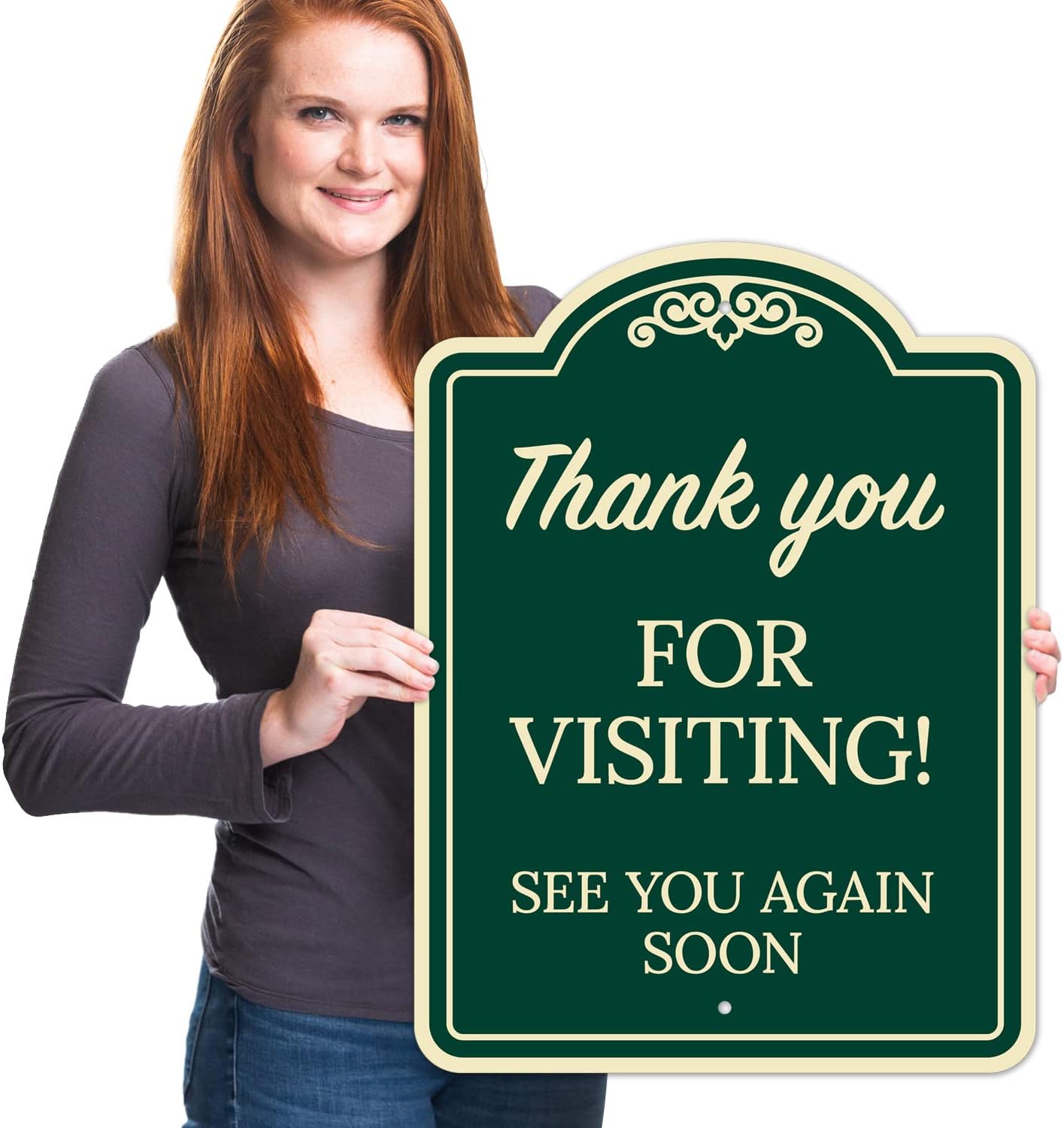 Thank You for Visiting See You Again Soon Décor Sign, Green Dark, 18x24 Inches, ACM, Fade Resistant, Made in USA