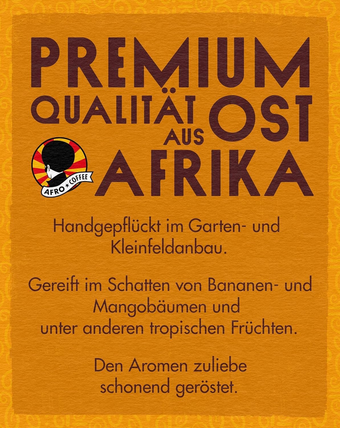AFRO COFFEE Mild & Aromatic I 6 Pack I 250g Premium Bio Kaffeebohnen Fairtrade I Arabica & Robusta ganze Bohnen I Bohnenkaffee aus Ostafrika I blumige Note, handgepflückt, mittel geröstet, säurearm