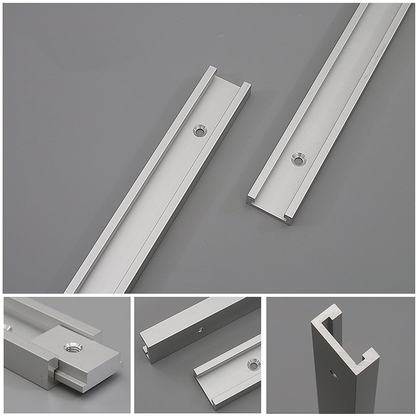 2Pcs Rail De Guidage Aluminium T Track T-Track 300 400 500 800 Mm, Woodworking Alliage D'aluminium Rail Bar Slider Woodworking T-Slot Mitre Track Fente De Montage De Gabarit Avec Vis