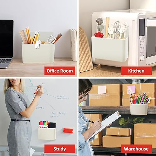 Miniatura 119 de Soporte magnético para bolígrafo, paquete de 2 soportes magnéticos de borrado en seco con compartimentos generosos, marcador de almacenamiento Verde