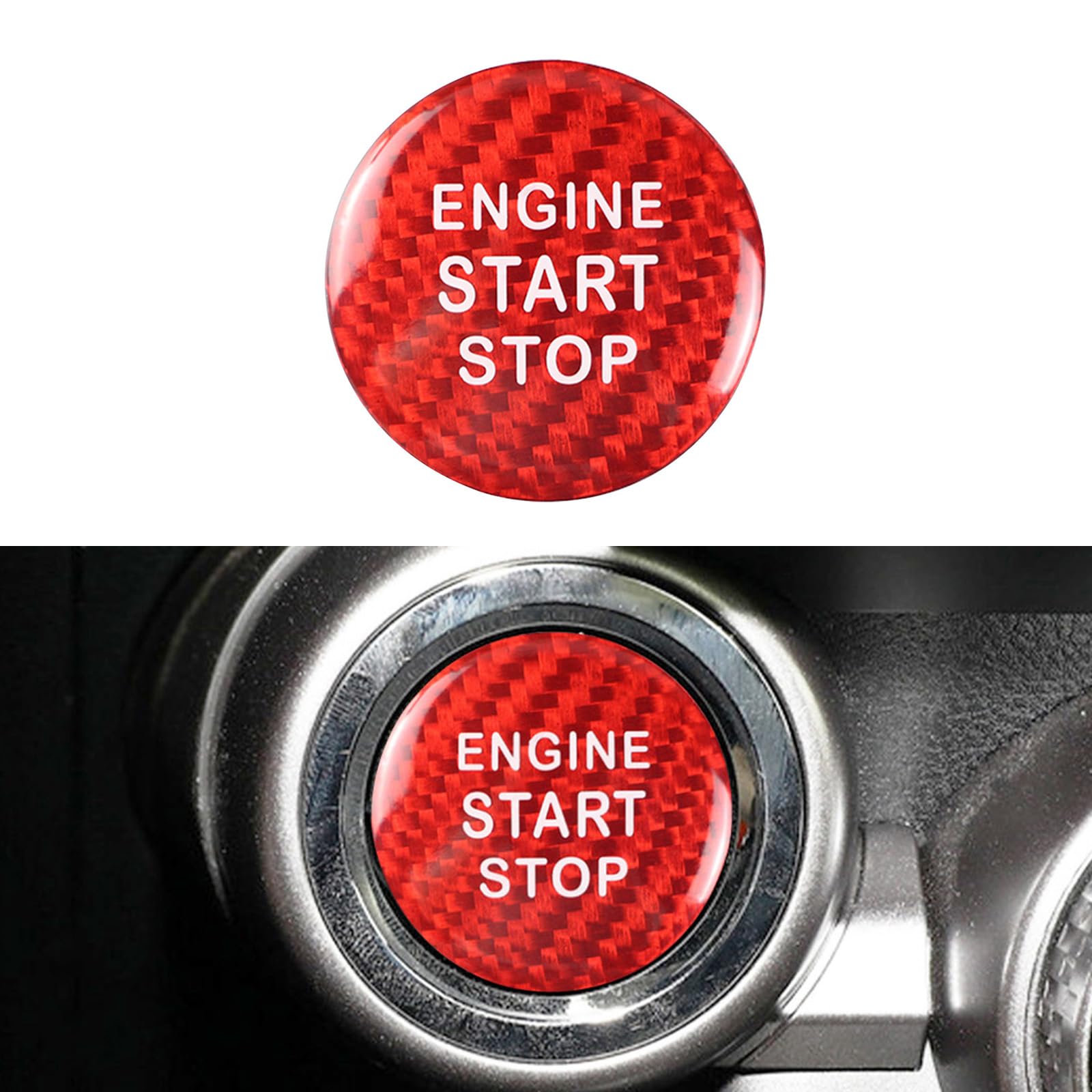 QianBao Compatible with Start Stop Button Cover Carbon Fiber Keyless Car Engine Ignition Switch for Subaru BRZ Toyota 86 2016-2020 Red