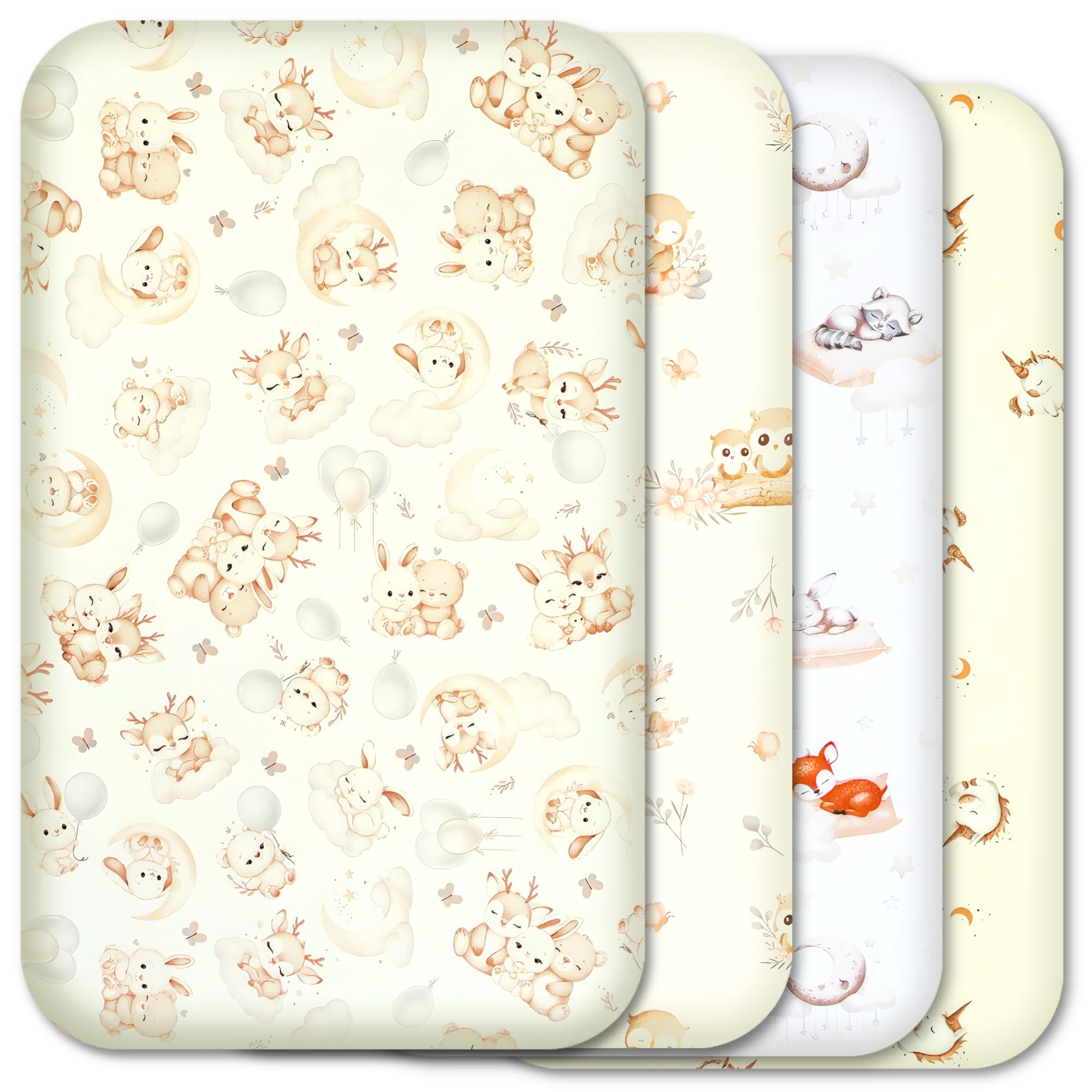 Selemavi Multicolor Next To Me Crib Sheets 83X50cm – 100% Cotton, Soft & Breathable Baby Bedding Set, 4-Pack Snug Fitted Baby Sheets For Bedside Cribs (83X50cm, Set 7-4Pcs)