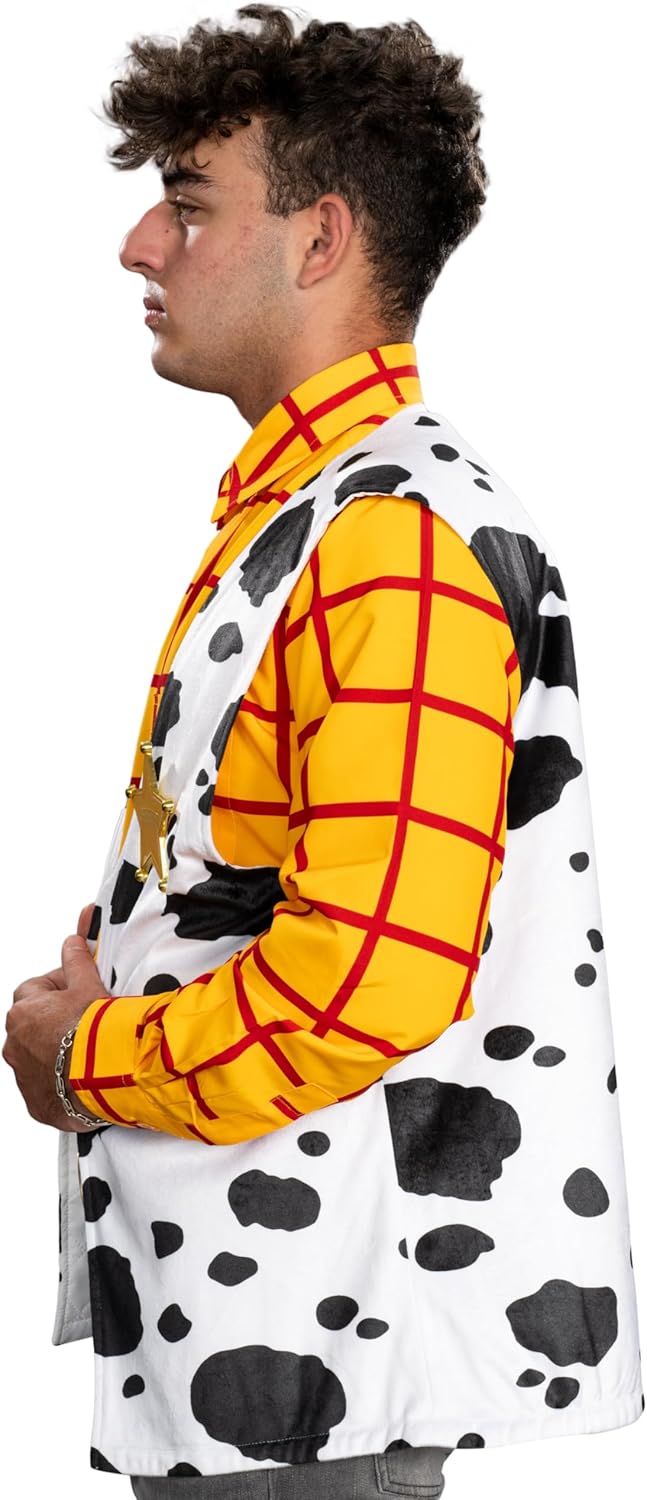 Sheriff Woody Cowboy Adult Halloween Costume Set (Shirt, Vest, and Badge)