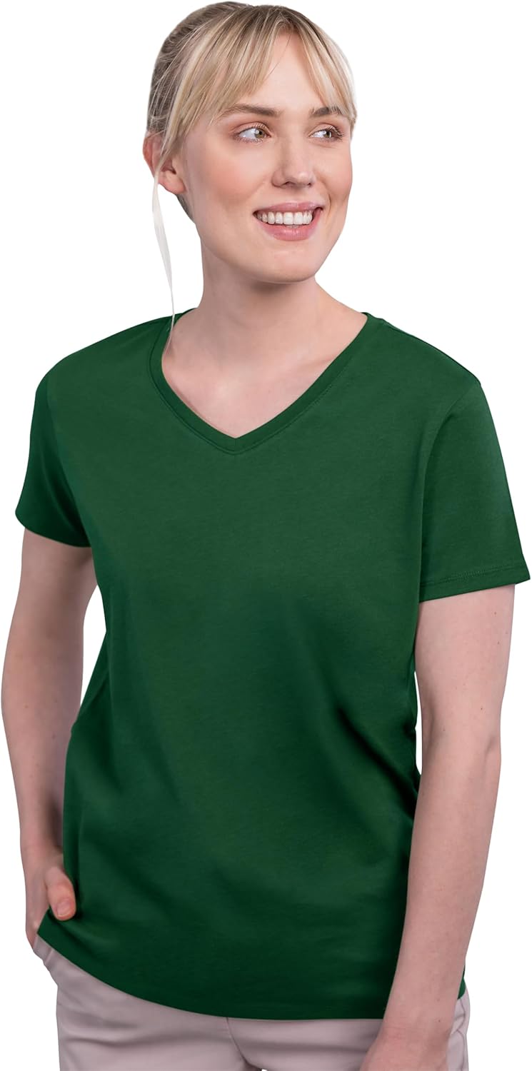 HRM Dames Luxe V-hals T-shirt, Bordeaux, Maat M I Premium Dames V-hals T-shirt Gemaakt van 100% Biologisch Katoen I Dames Basic Shirt Wasbaar tot 60°C I Hoogwaardige en Duurzame Damestops