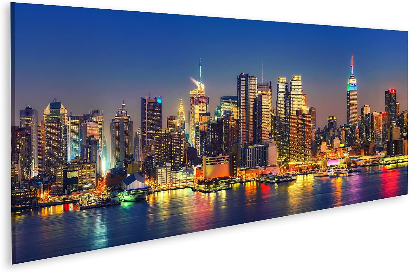 Tableau En Verre Trempé VA Art-Glass - Skyline Manhattan - Taille Au Choix - Bleu