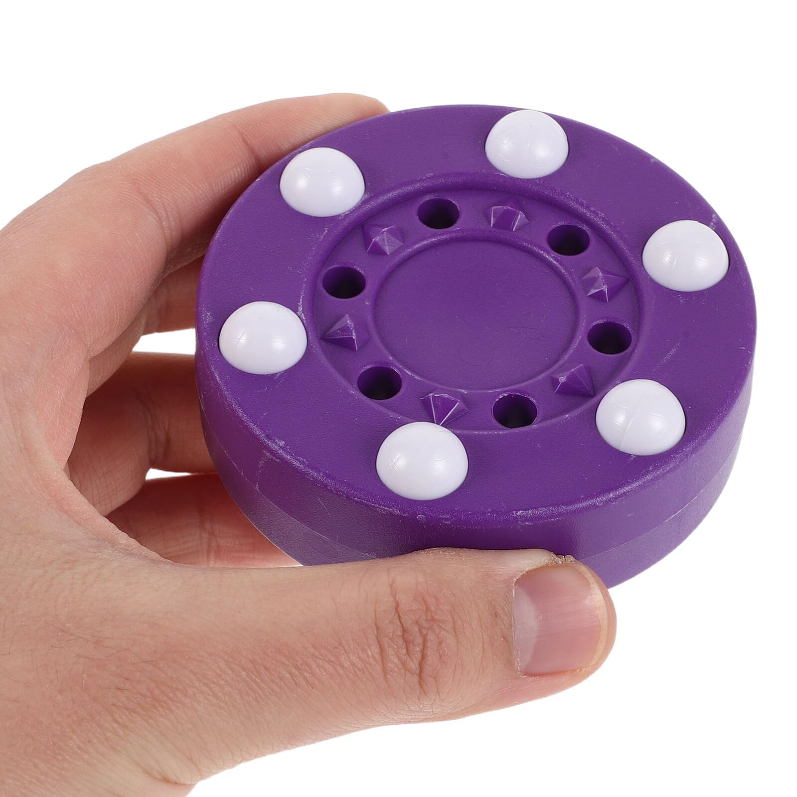 BESPORTBLE Palet de Hockey Hors Glace Pourpre 2pcs, Taille Officielle, Design Optimisé Six Billes, Léger, pour Entraînement en Garage et Compétitions