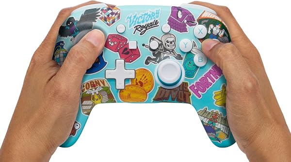PowerA Enhanced Wireless Controller for Nintendo Switch, Switch Lite & OLED Model, Rechargeable Bluetooth Gamepad with up to 30 Hours of Play Time, Official: Fortnite Sticker Mania - 2
