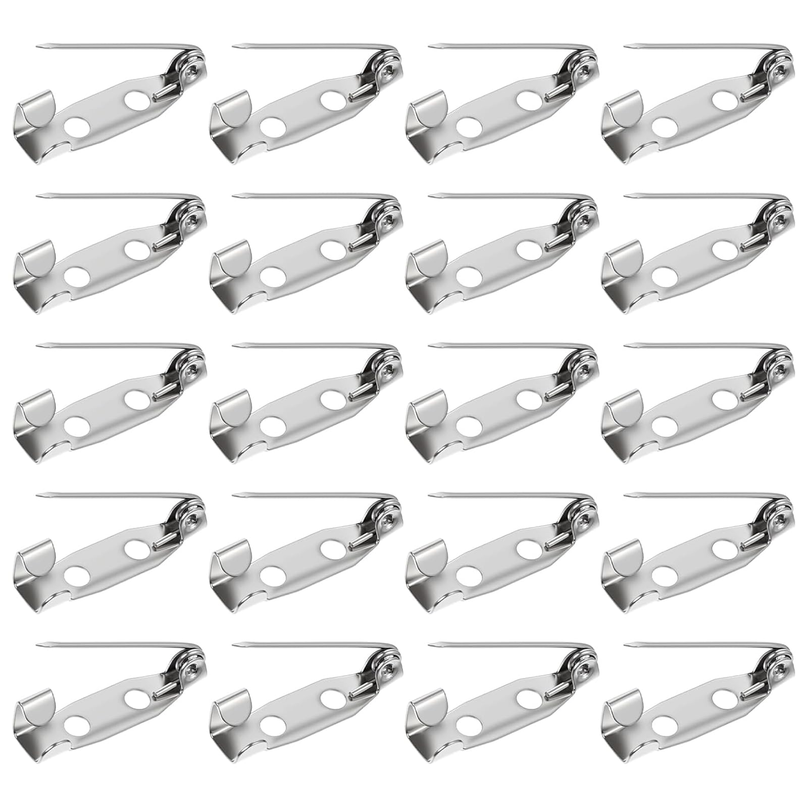 200 Pcs Brooch Pins, Brooch Backs, Silver Badge Pin Backs, Brooch Clip Base Pins with Blank Safe Lock, 20mm Secure Back Clasp, for Badges, Corsages Boutineer, Jewelry Making, Crafts, Sewing