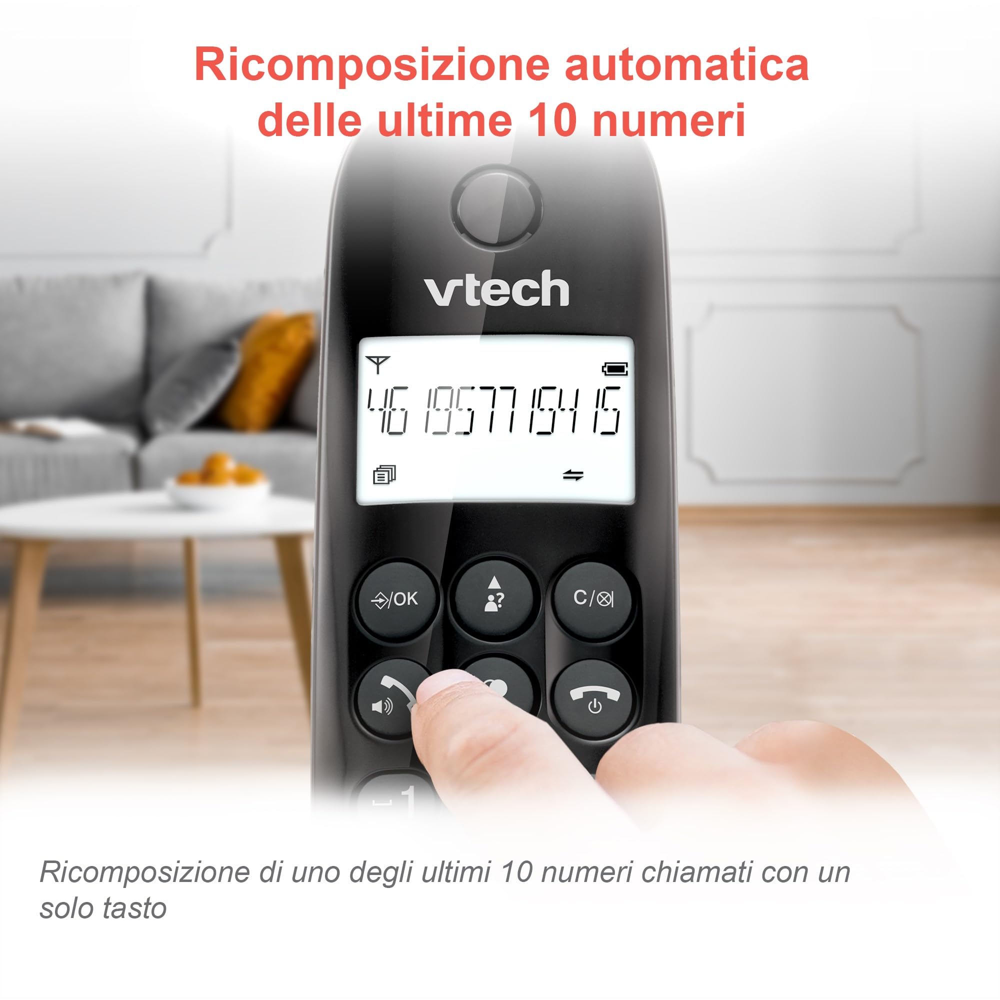 VTech CS1450 Telefono cordless DECT con segreteria telefonica, funzione vivavoce, blocco chiamate, identificazione chiamante/funzione di chiamata in attesa, display retroilluminato, modalità ECO