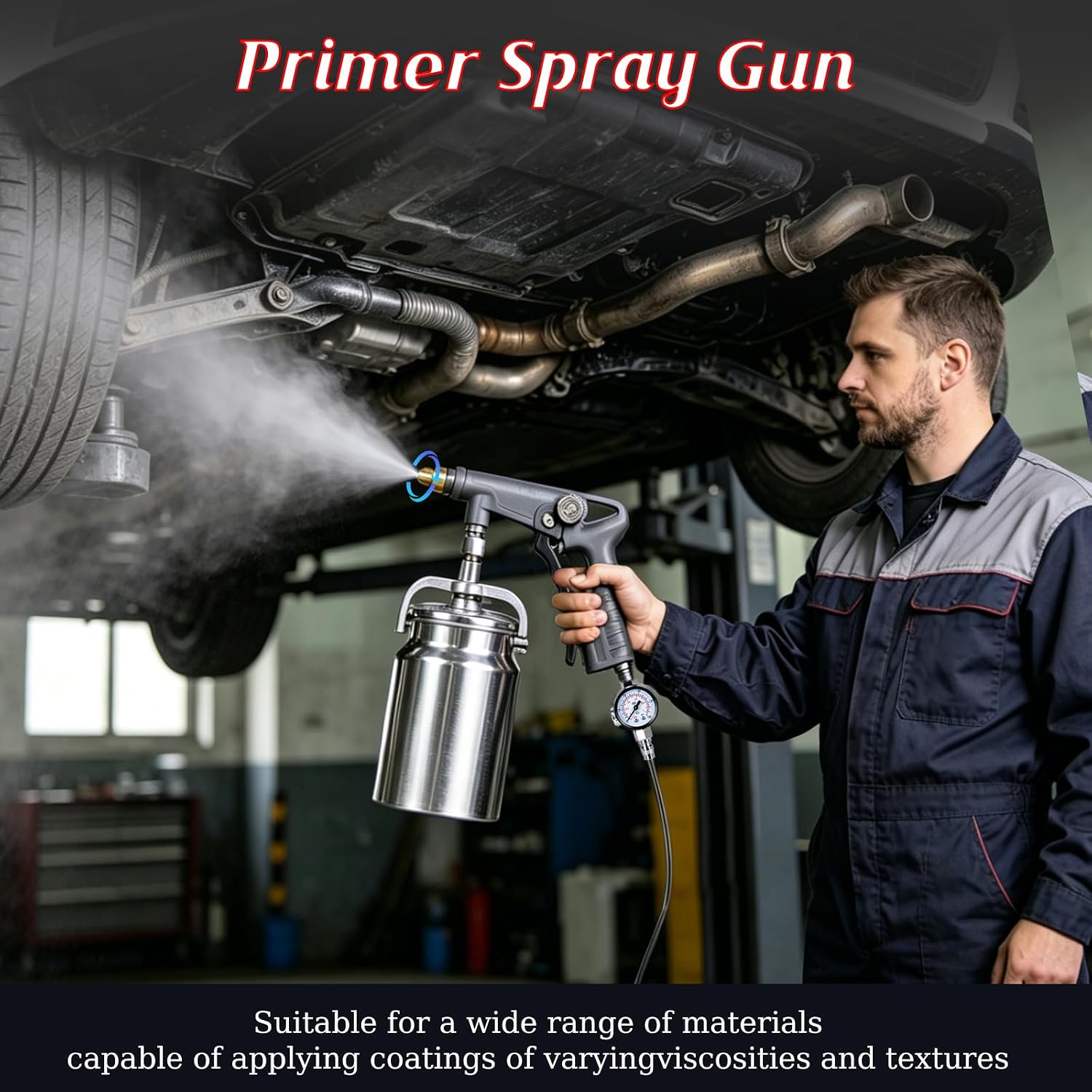 GS Undercoating Spray Gun Kit - Versatile Undercoating Gun for Vehicles, Truck Bed Liner, Rubberized Rust Proofing, Includes Suction Feed Cup & 360° Spray Hose