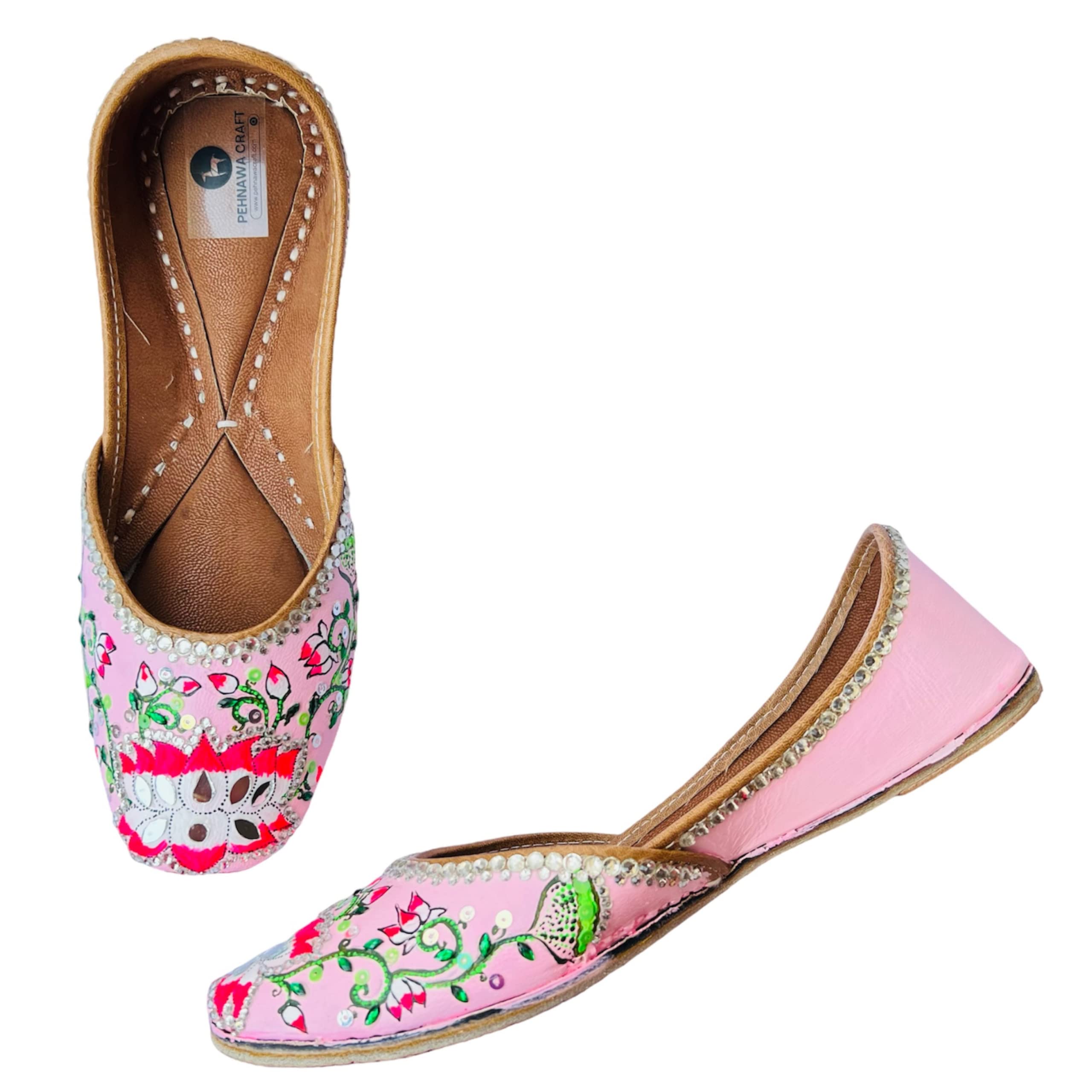 Lila lotus Punjabi Jutti for Women | Bridal Soft Leather ethnic Juttis | Baby Pink color | Ladies Juti | Wedding Stylish Mojari | Ethnic stylish Flats for Girls | traditional bellies | Best Juttis-image-29