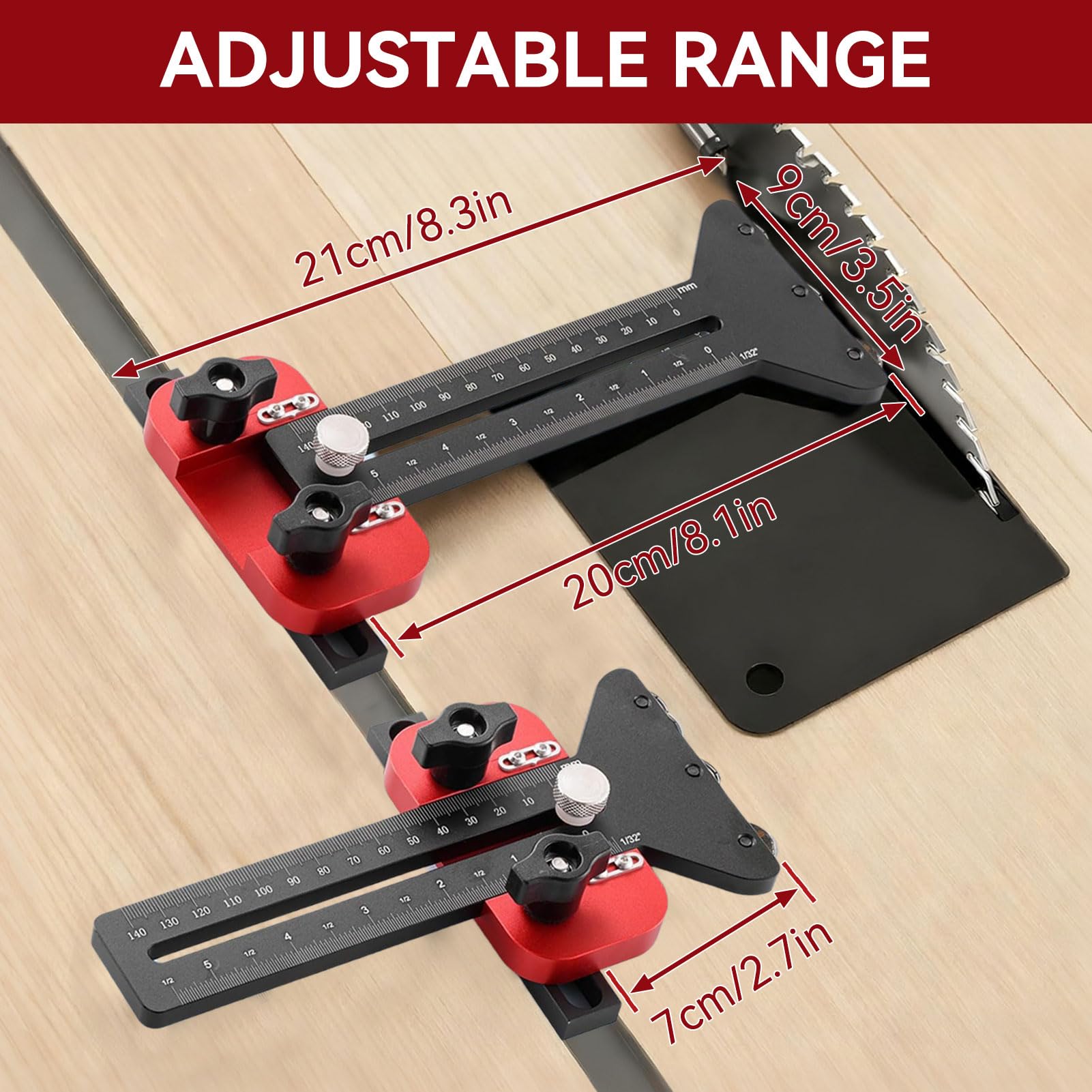 TischkreissäGenfüHrung, FräSanschlag SäGeanschlag mit 3 Rollen 9,5x19 mm U-Schlitz und 6x9 mm T-Schlitz Aluminiumlegierung dünne Rip Tisch Säge Jig Führer für Holzbearbeitung Werkzeug