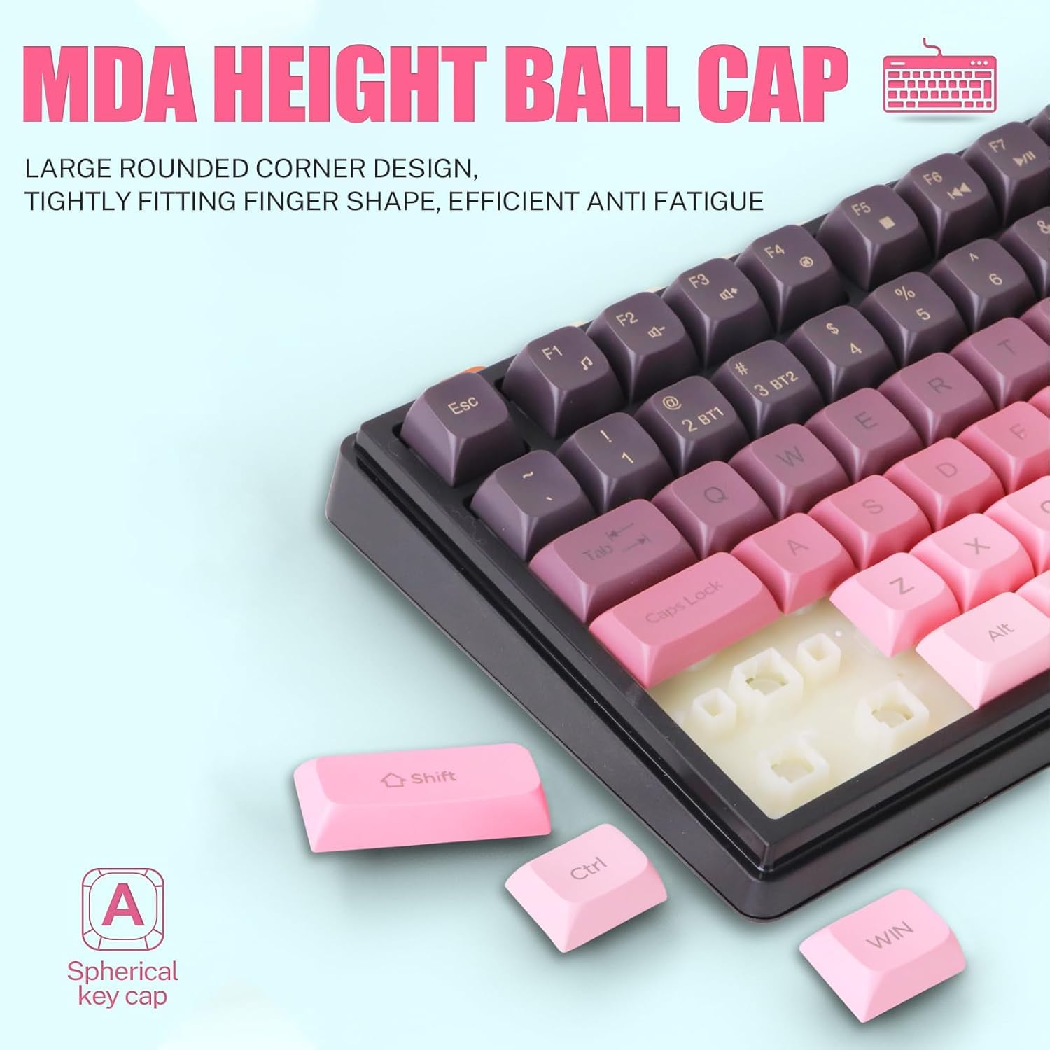 Juego de teclado y mouse inalámbricos para juegos, teclado mecánico + ratones 3D de 1600 DPI, batería de 2000 mAh, teclado retroiluminado RGB con 80 teclas, teclado para computadora o portátil (rosa
