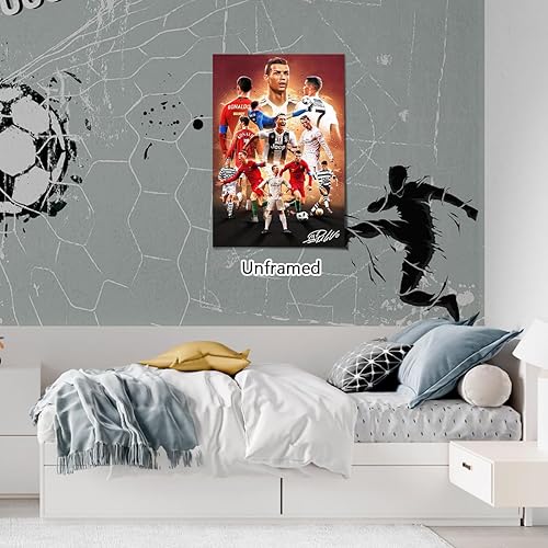Miniatura 3 de Póster firmado de Cristiano Ronaldo, superestrella del fútbol, para habitación de niños, decoración de pared del dormitorio, pósteres de estrellas