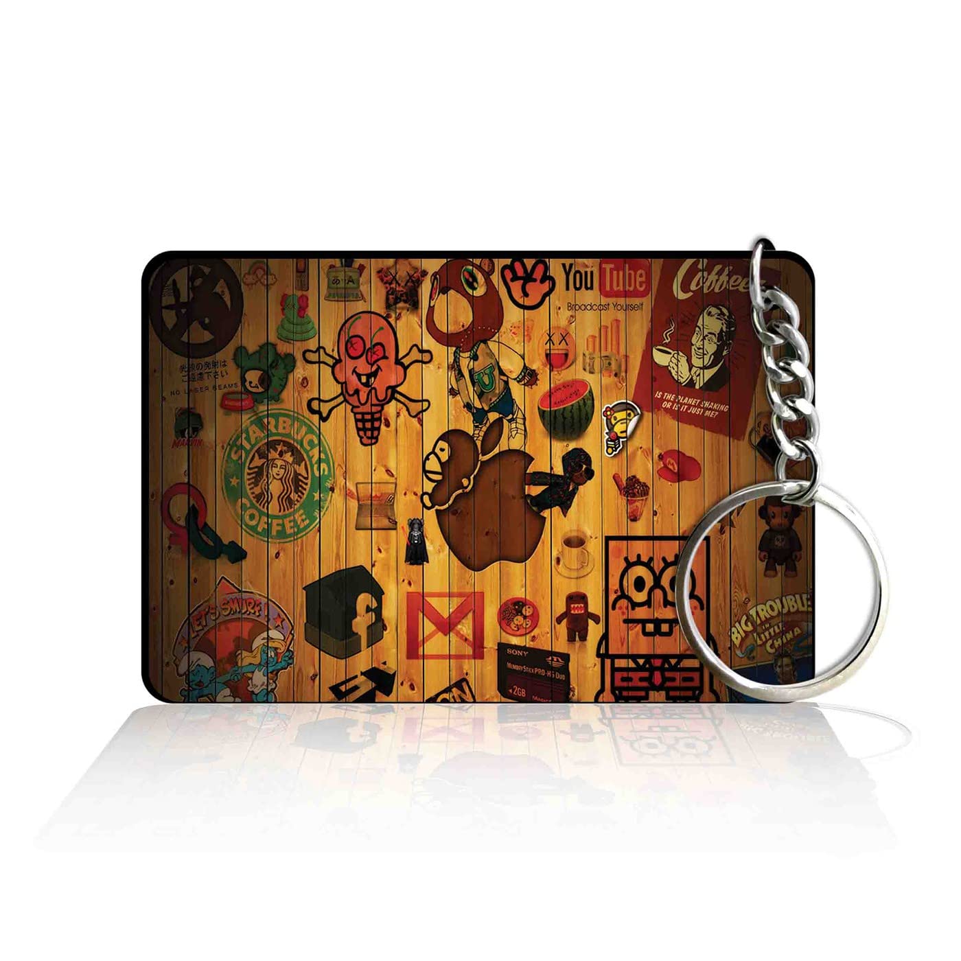Printed Rectangle Keyring Keychain for Bag Wallet Purse Bike Car Cycle Lock Key House Keys 179-image-13