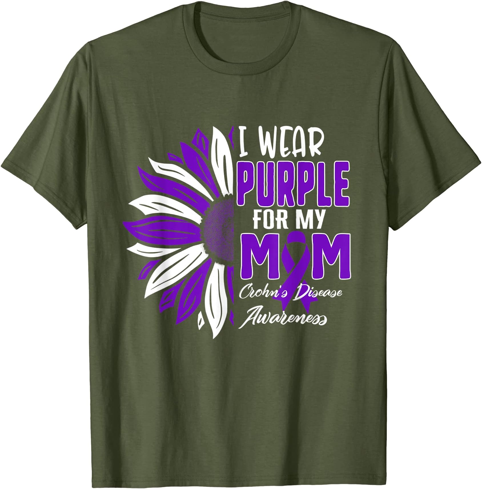 I Wear Purple For My Crohn's Disease Awareness Ribbon Sunflo T-Shirt